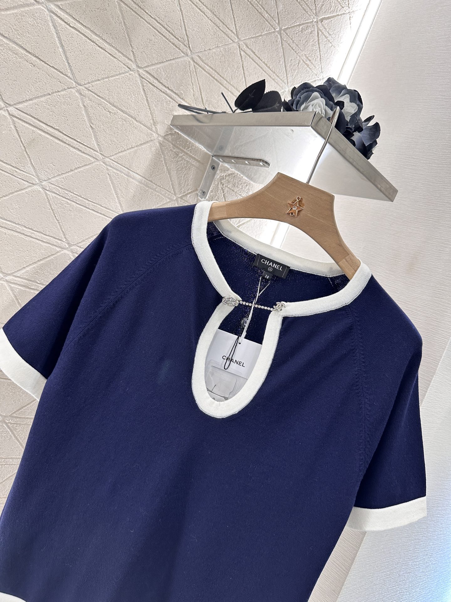 Chanel Inspired Chain Detail Knit Set: Short Sleeve Top & Mini Skirt - Chic & Comfy 6 i1748010262225 3159 0 3