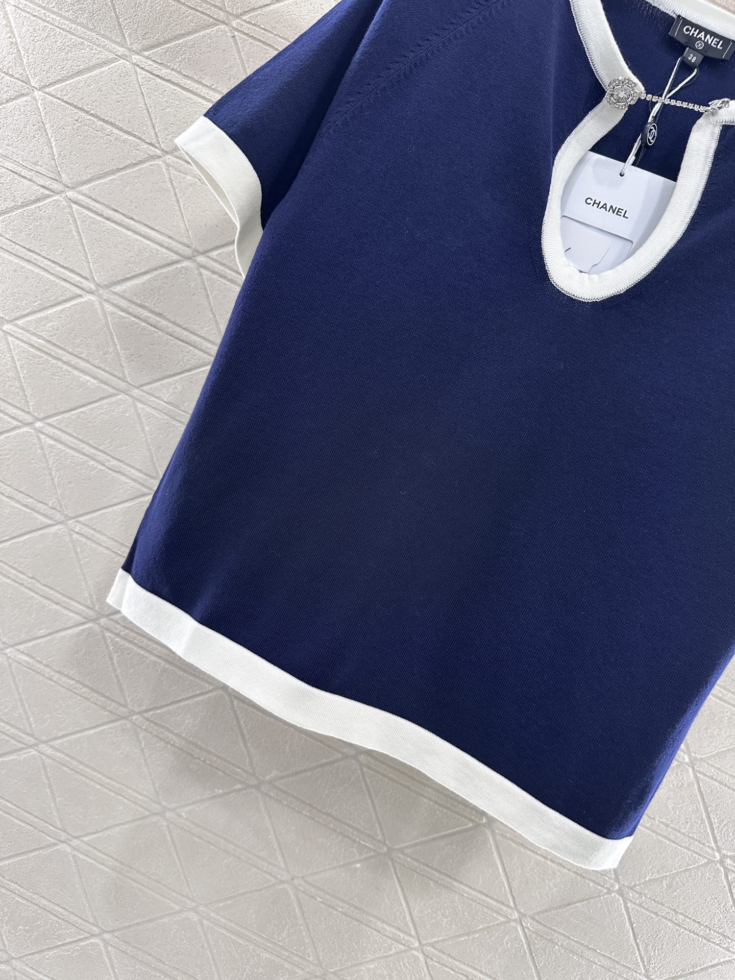 Chanel Inspired Chain Detail Knit Set: Short Sleeve Top & Mini Skirt - Chic & Comfy 8 i1748010262249 5489 0 5