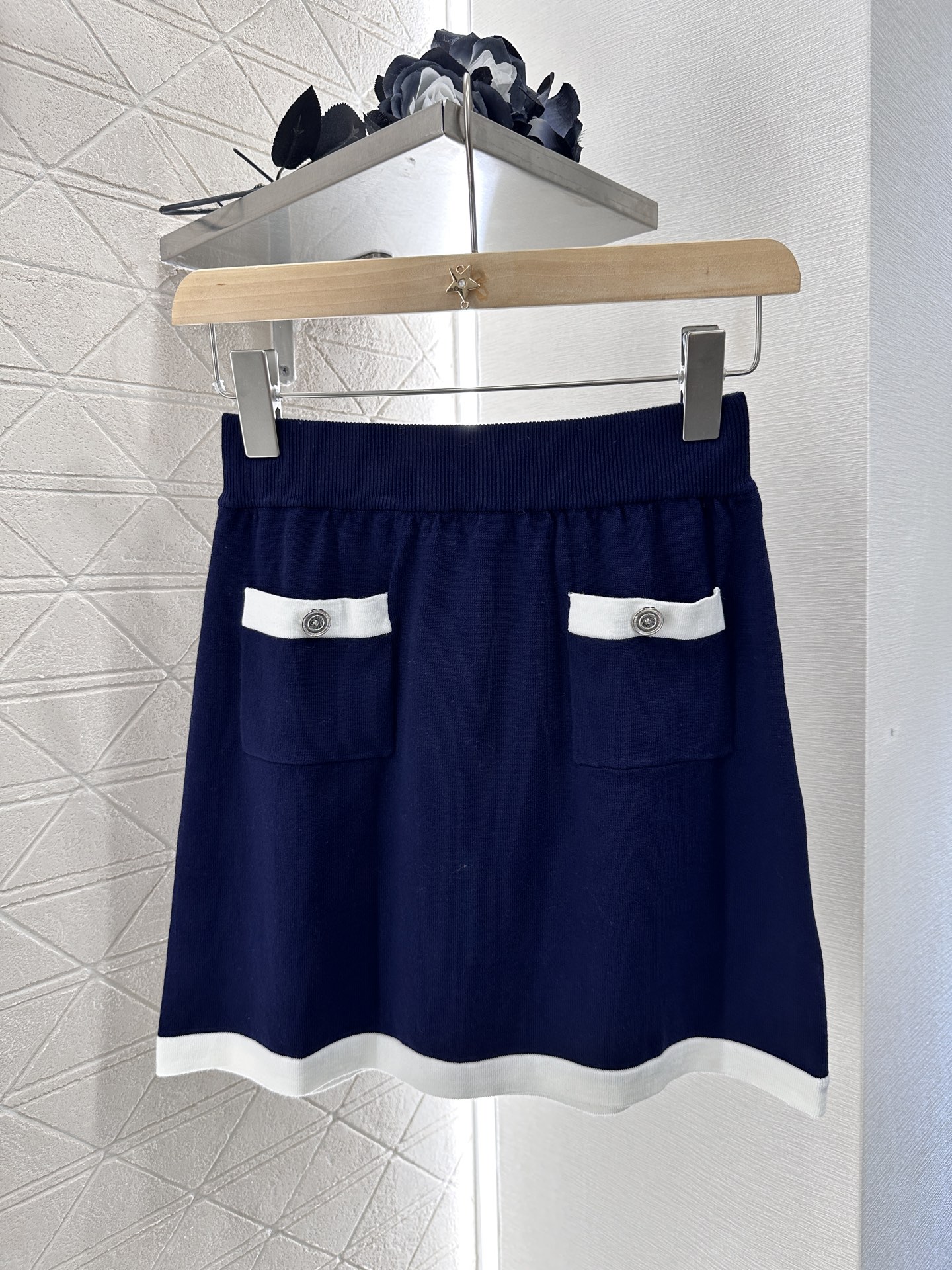 Chanel Inspired Chain Detail Knit Set: Short Sleeve Top & Mini Skirt - Chic & Comfy 3 i1748010263352 8323 0 8