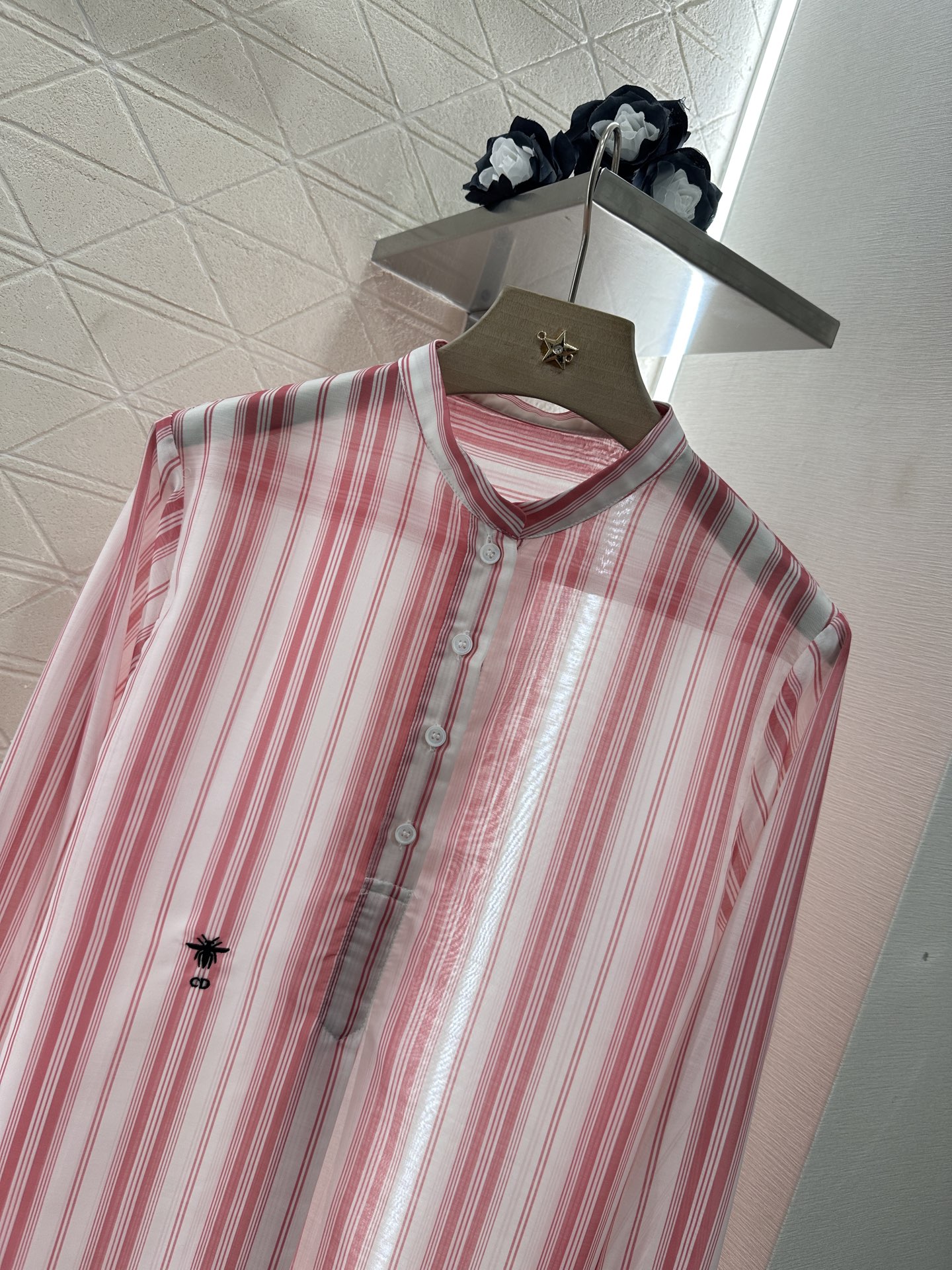 Dior Striped Embroidered Shirt - Comfortable Silk Cotton, Relaxed Fit 4 i1748954349803 6179 0 2