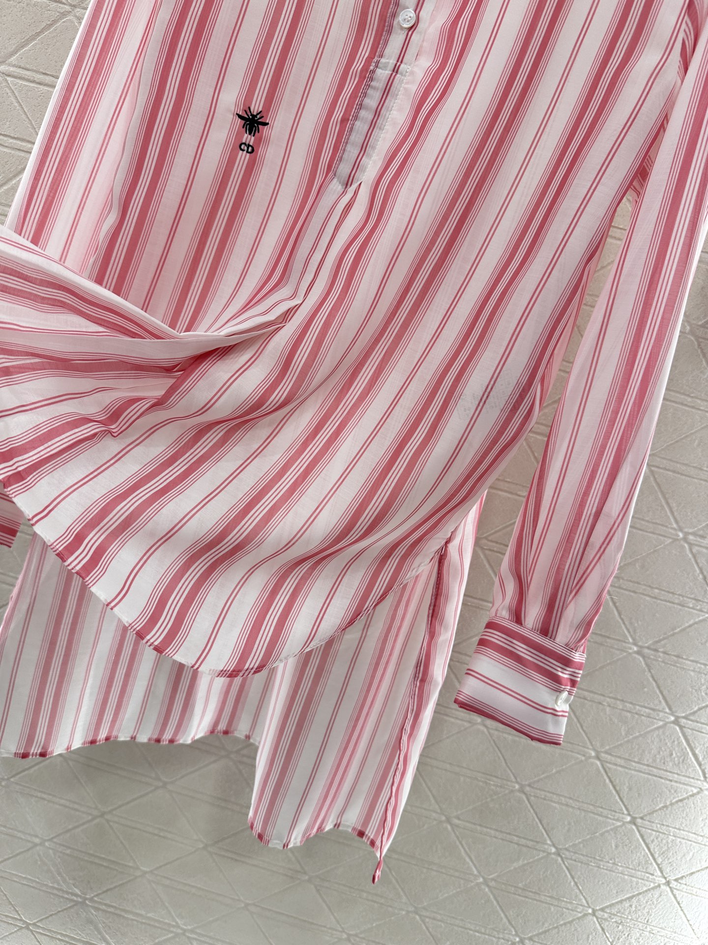 Dior Striped Embroidered Shirt - Comfortable Silk Cotton, Relaxed Fit 7 i1748954351942 169 0 5