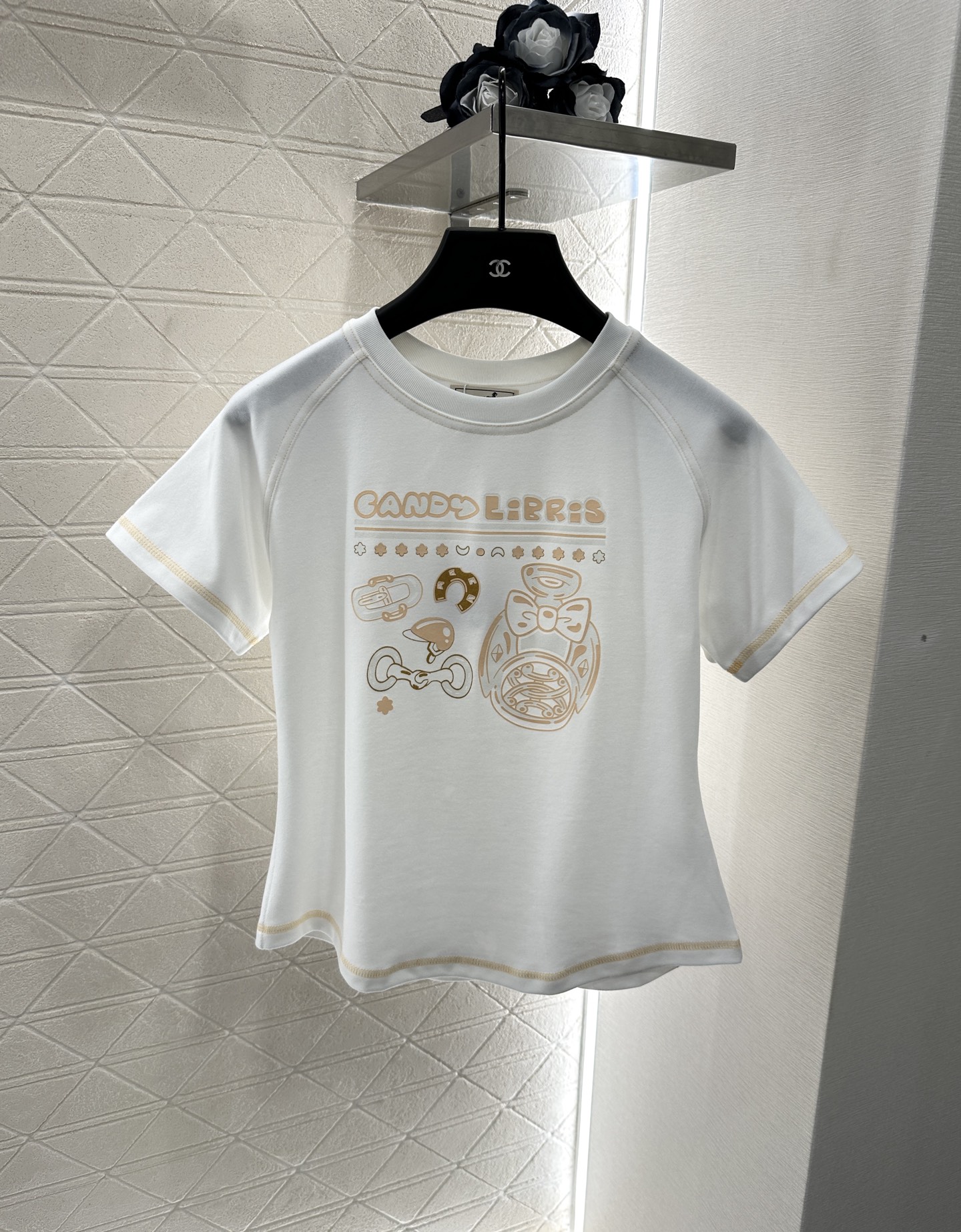 Hermès White Round Neck Printed Short Sleeve T-Shirt, Slim Fit Cotton Tee