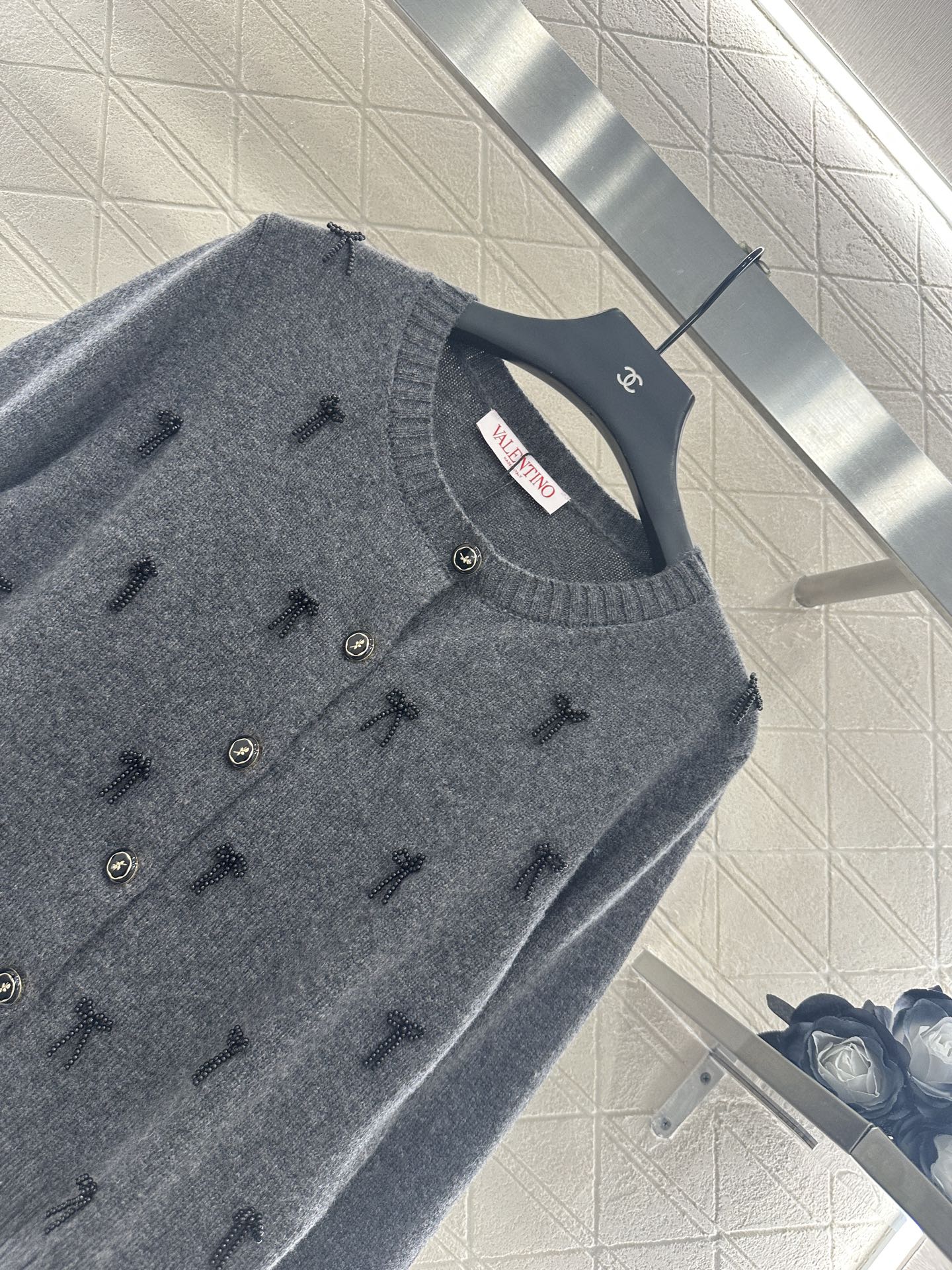Valentino Wool Cardigan with Bows - Women's Knitwear, Gray 7 i1755782568289 5995 0 3
