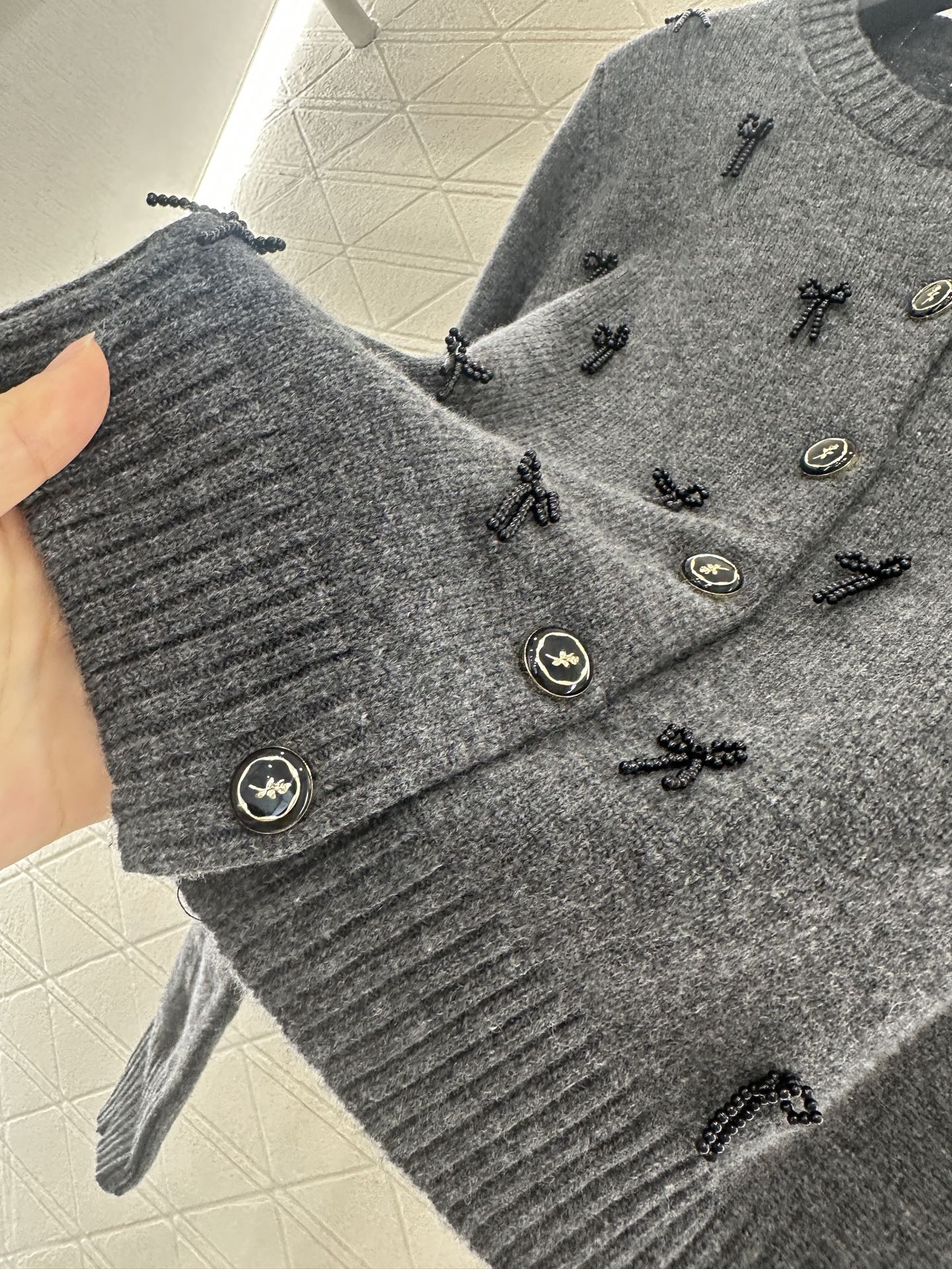 Valentino Wool Cardigan with Bows - Women's Knitwear, Gray 8 i1755782569515 9868 0 5