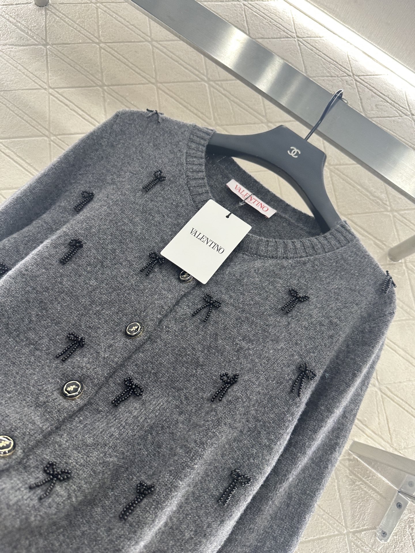 Valentino Wool Cardigan with Bows - Women's Knitwear, Gray 4 i1755782569613 1537 0 2