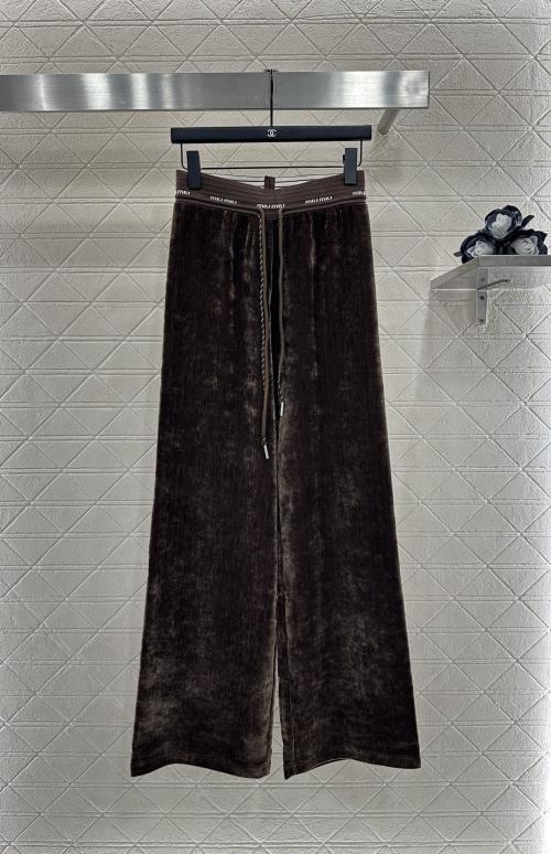 Miu Miu Velvet Wide-Leg Drawstring Pants | High-Waisted & Comfortable 1 Miu Miu Velvet Wide-Leg Drawstring Pants | High-Waisted & Comfortable
