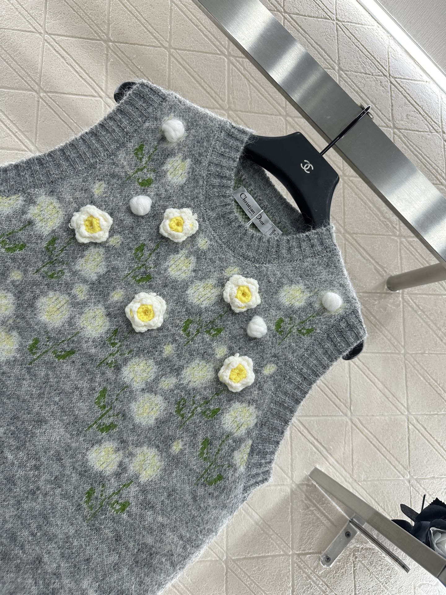 Dior Floral Embroidered Wool Knit Vest - Round Neck, Sleeveless Top 8 i1756379382170 8630 0 3