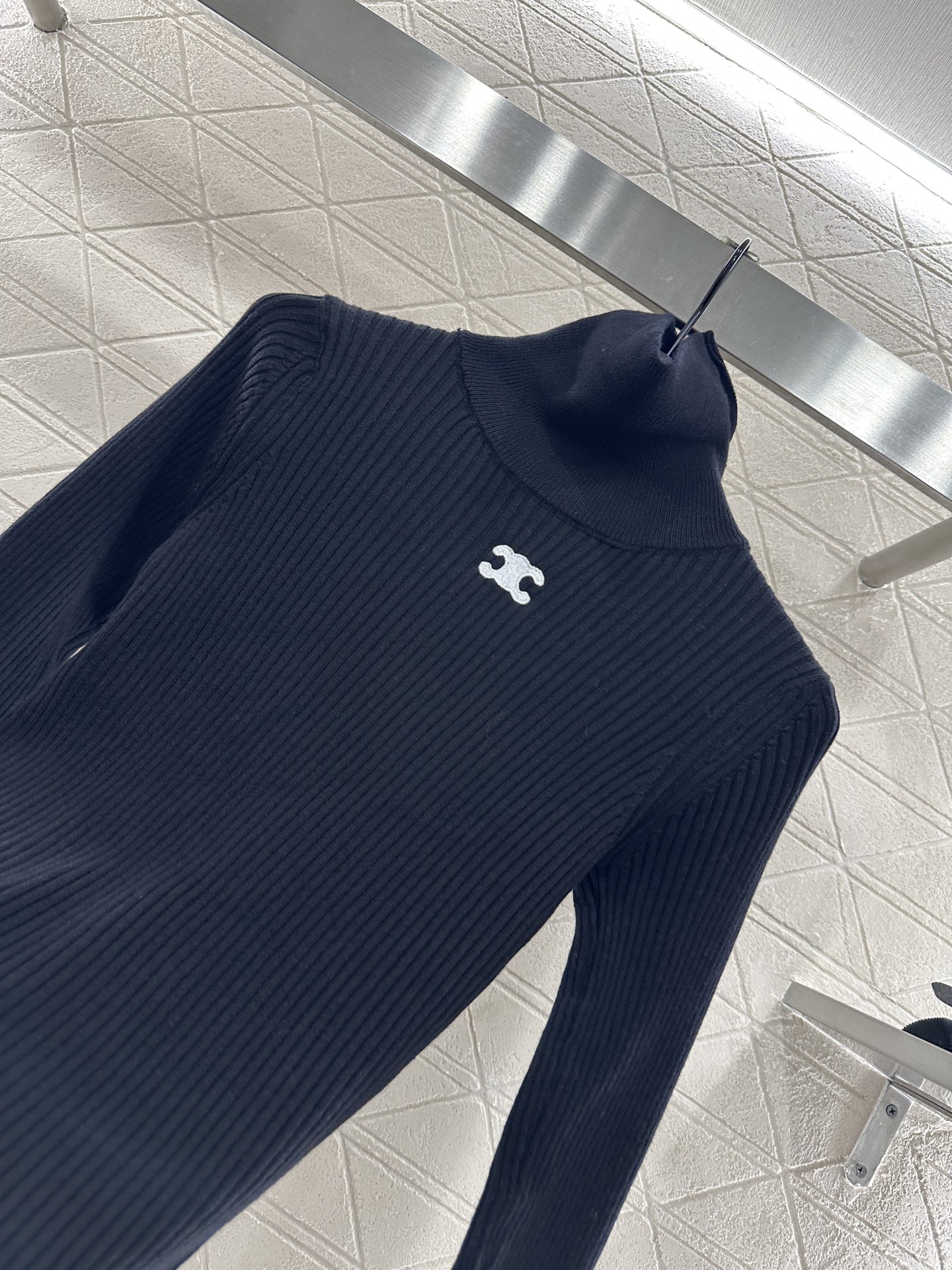Celine Women's Triumph Logo High Neck Ribbed Knit Slim Fit Sweater 9 i1756654310609 9126 0 5
