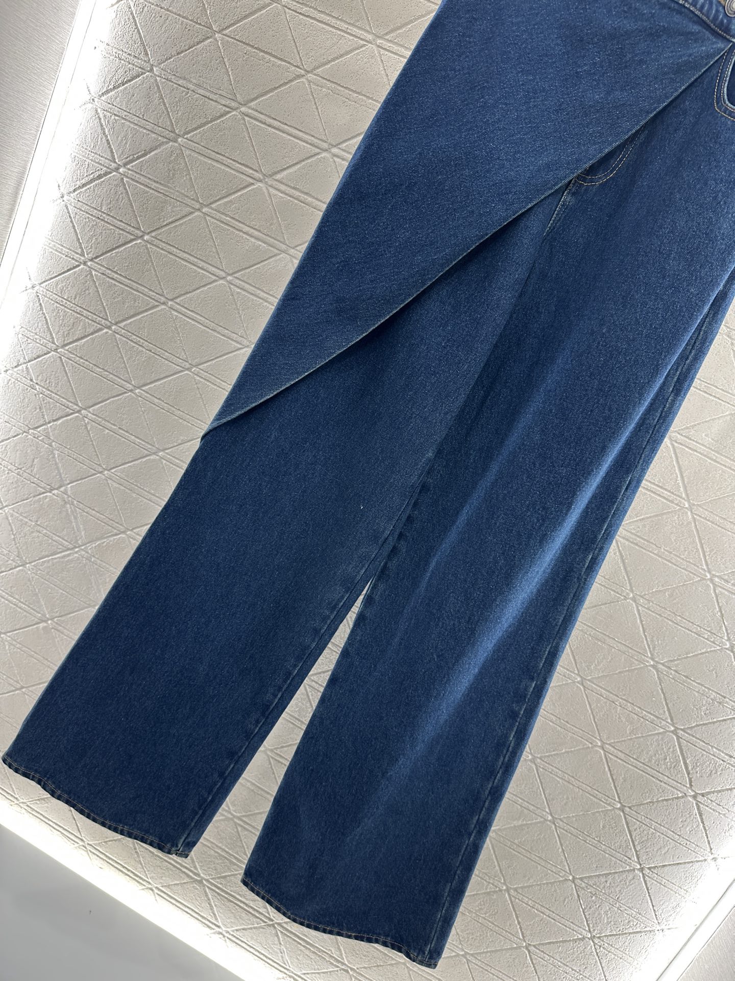 ♥Dio*♥2025新品上架 假两件裙边牛仔长裤定制YB斜纹棉牛仔材质 质感舒适 挺括有型 系扣阔腿裙边