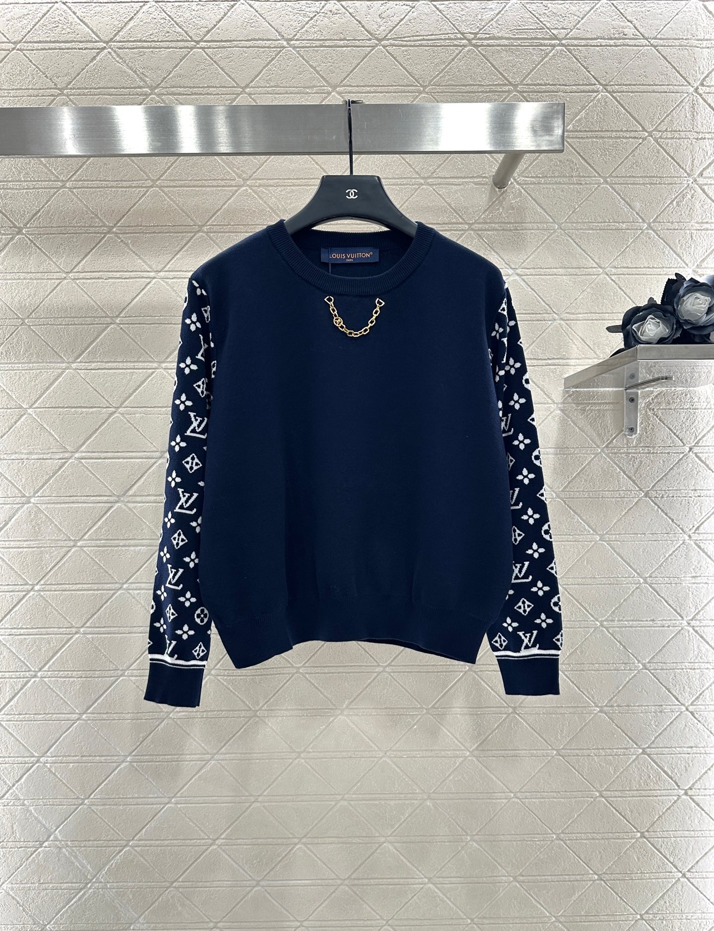 ♥Louis Vuitto*♥2025新品上架 插肩提花链条针织长袖定制YB羊毛纱线织造 质感高级舒适 