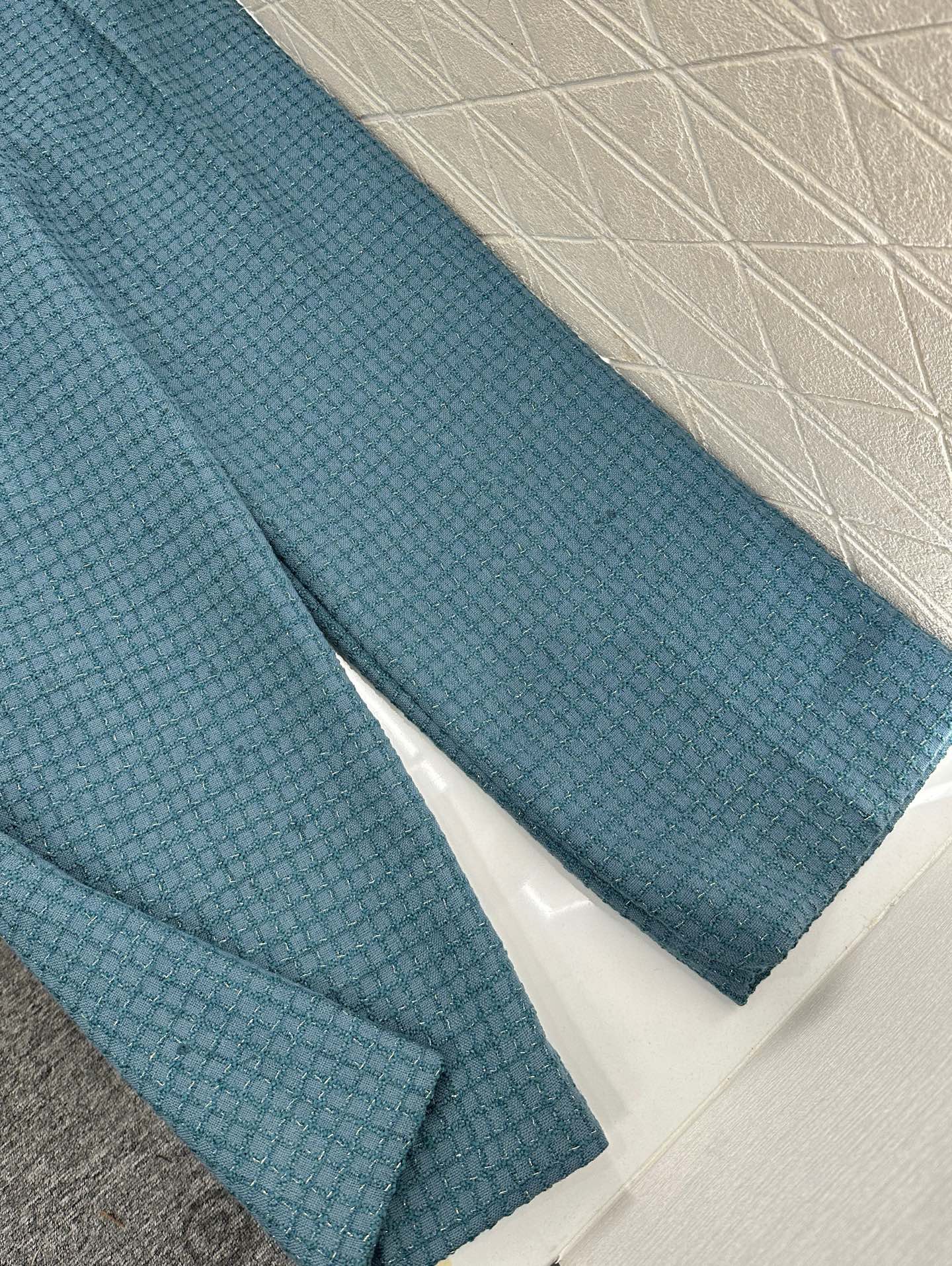 ♥Chane*♥2025新品上架 格纹粗花呢高腰直筒阔腿裤定制YB进口粗纺羊毛呢材质 肌理明显 质感上乘