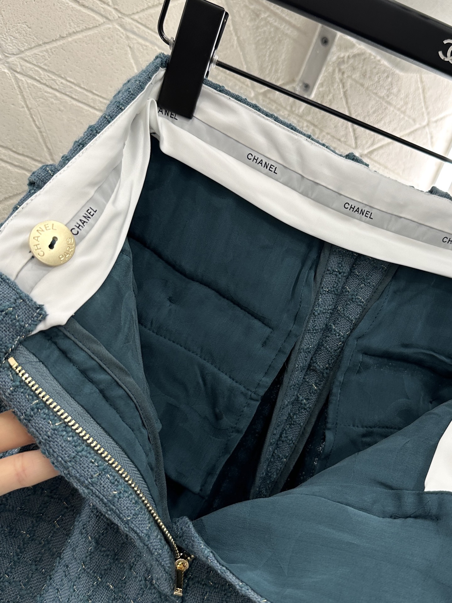 ♥Chane*♥2025新品上架 格纹粗花呢高腰直筒阔腿裤定制YB进口粗纺羊毛呢材质 肌理明显 质感上乘