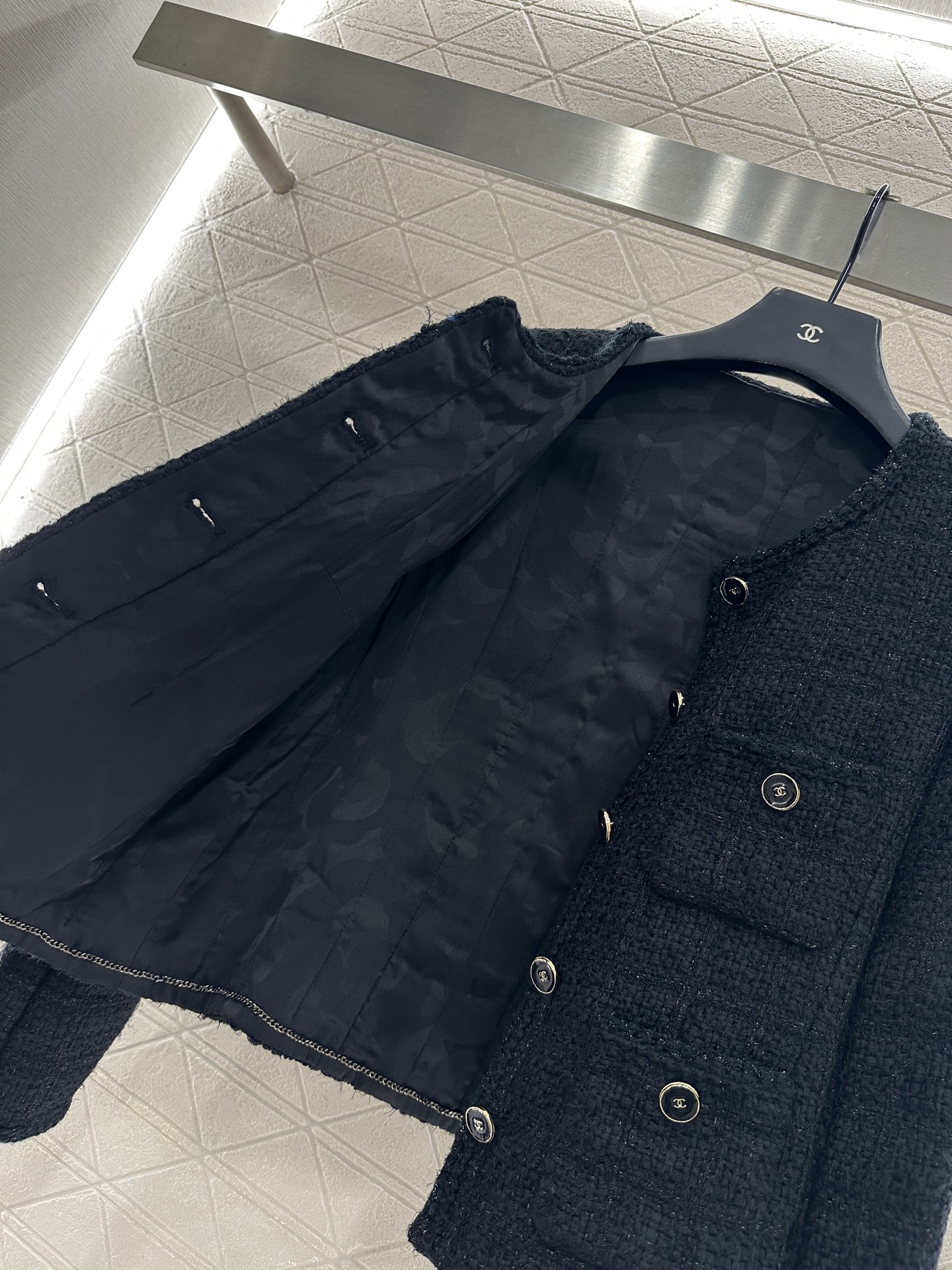 ♥Chane*♥2025新品上架 圆领银丝捆边编织洋装定制YB进口粗纺羊毛呢材质 质感高级 品相十足 小