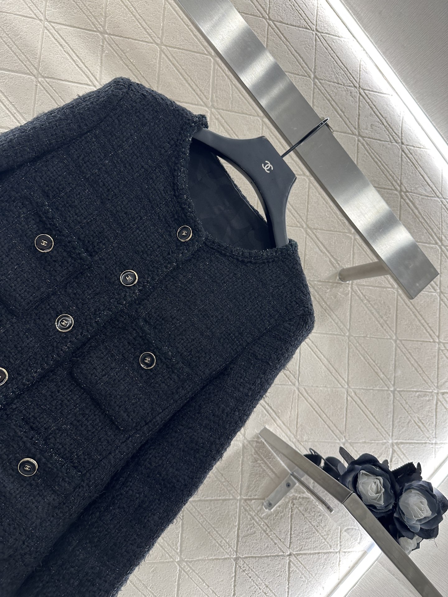 ♥Chane*♥2025新品上架 圆领银丝捆边编织洋装定制YB进口粗纺羊毛呢材质 质感高级 品相十足 小