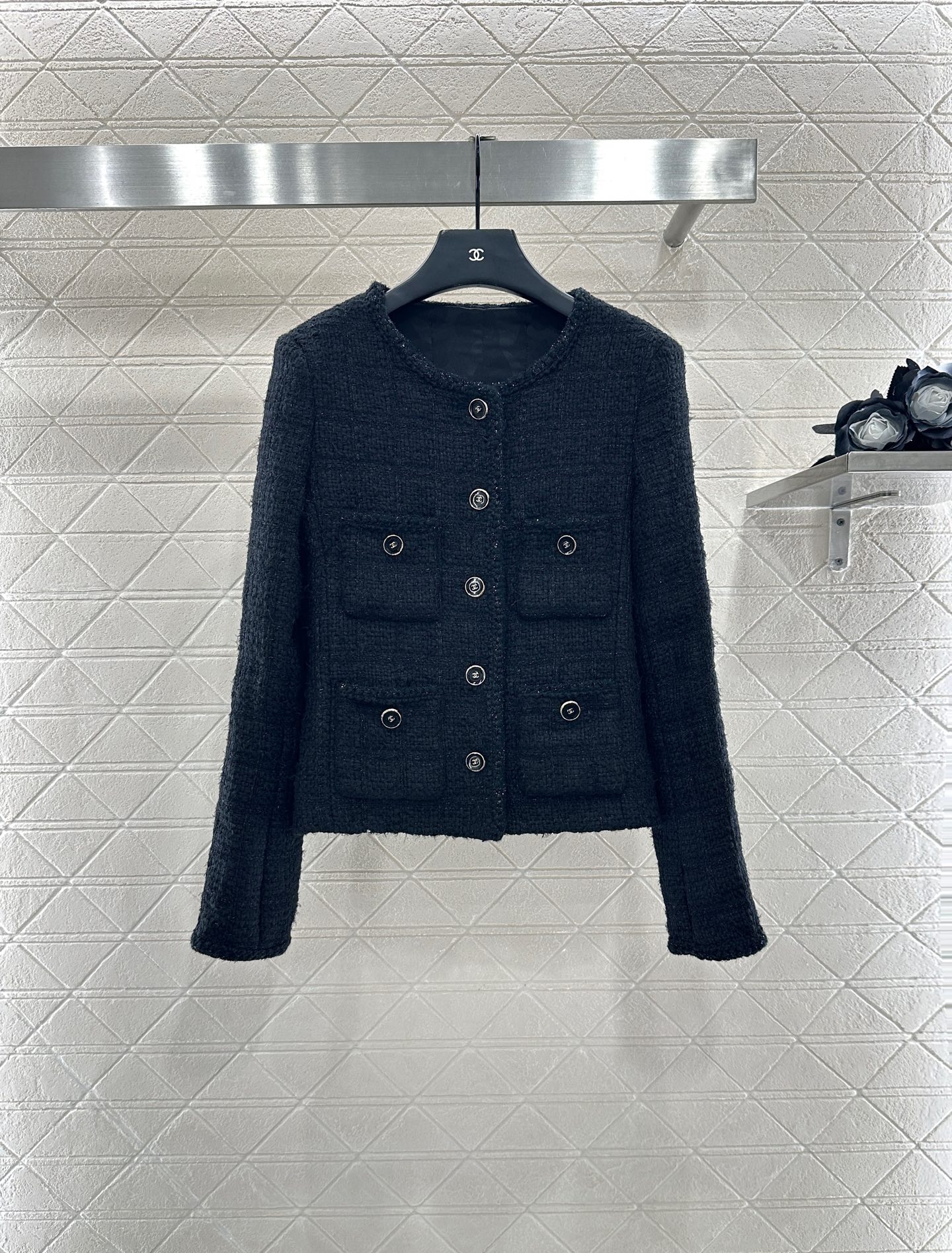 ♥Chane*♥2025新品上架 圆领银丝捆边编织洋装定制YB进口粗纺羊毛呢材质 质感高级 品相十足 小