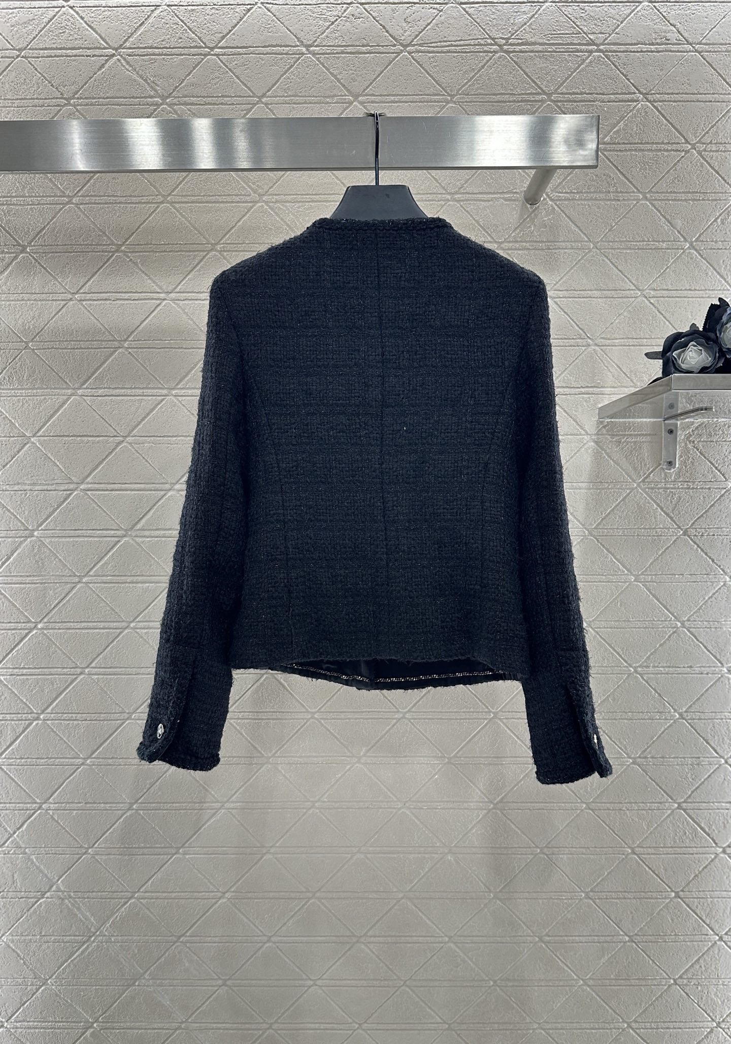 ♥Chane*♥2025新品上架 圆领银丝捆边编织洋装定制YB进口粗纺羊毛呢材质 质感高级 品相十足 小