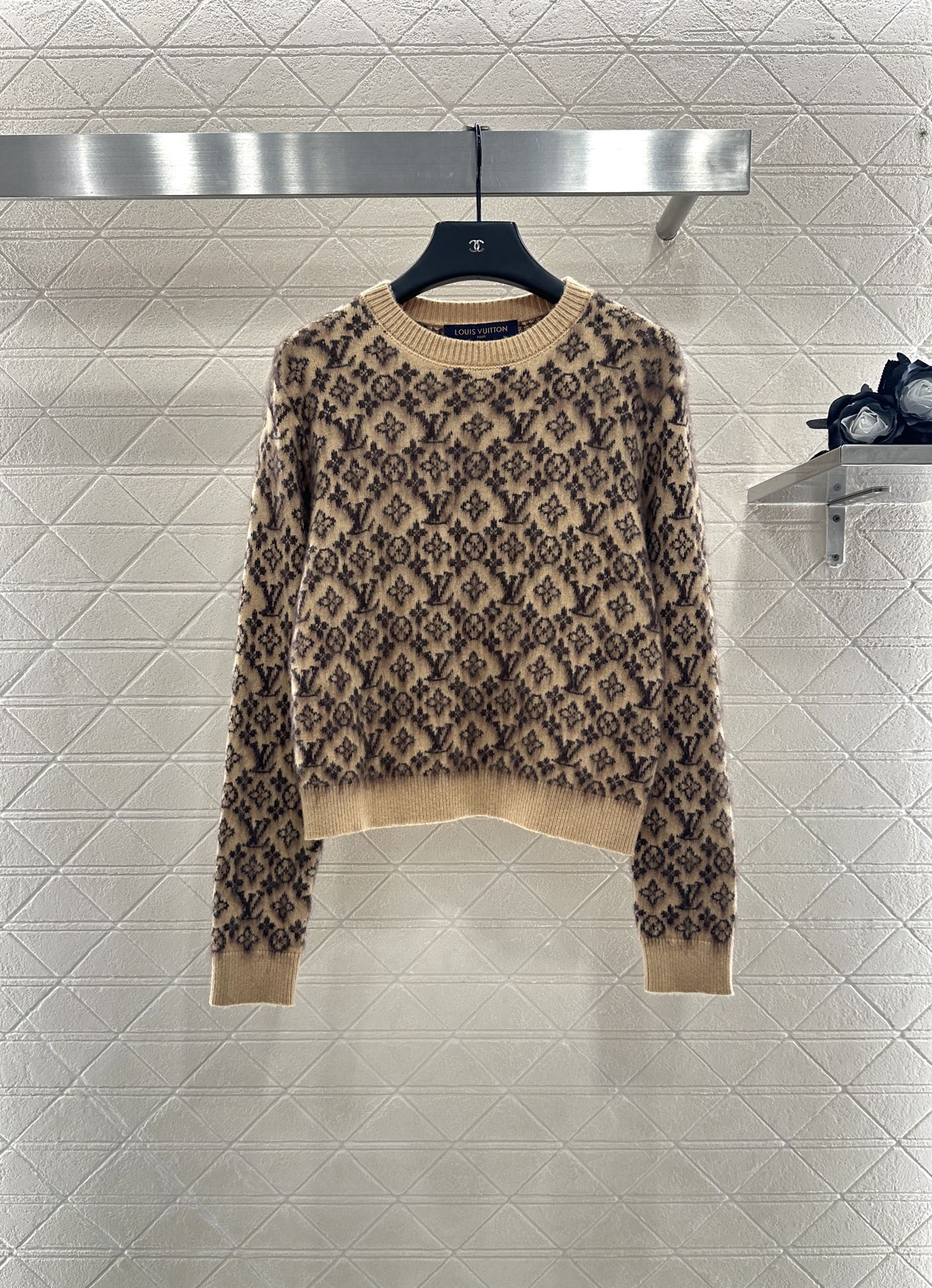 ♥Louis Vuitto*♥2025新品上架 圆领提花针织套头毛衣定制YB羊绒羊毛纱线织造 质感细腻 