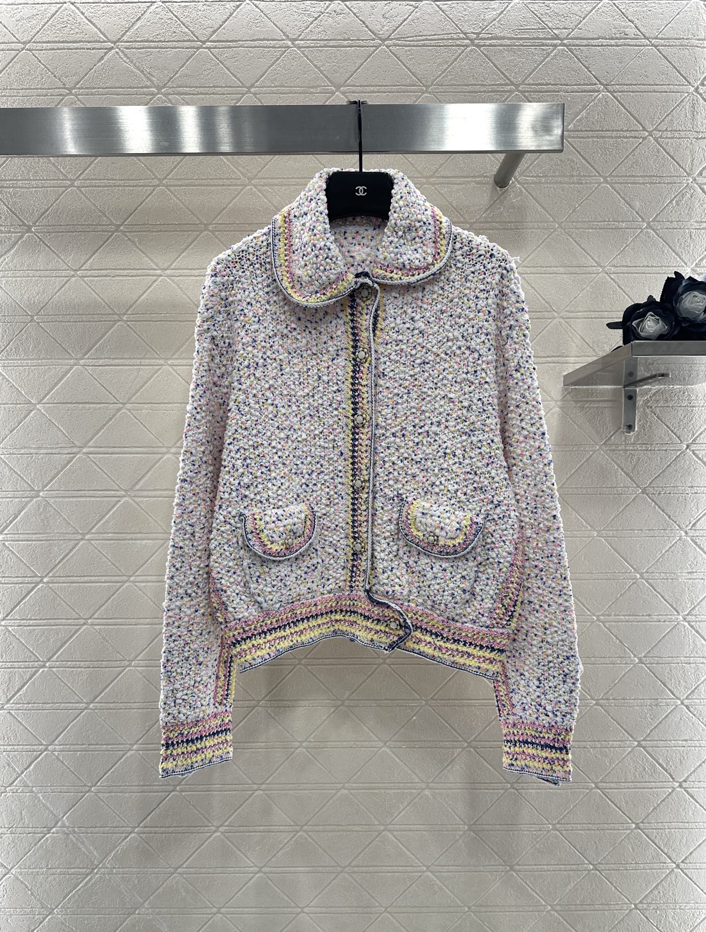 ♥Chane*♥2025新品上架 翻领彩点毛衣开衫定制YB棉毛纱线织造 软糯厚实 柔软亲肤 常规版型配合