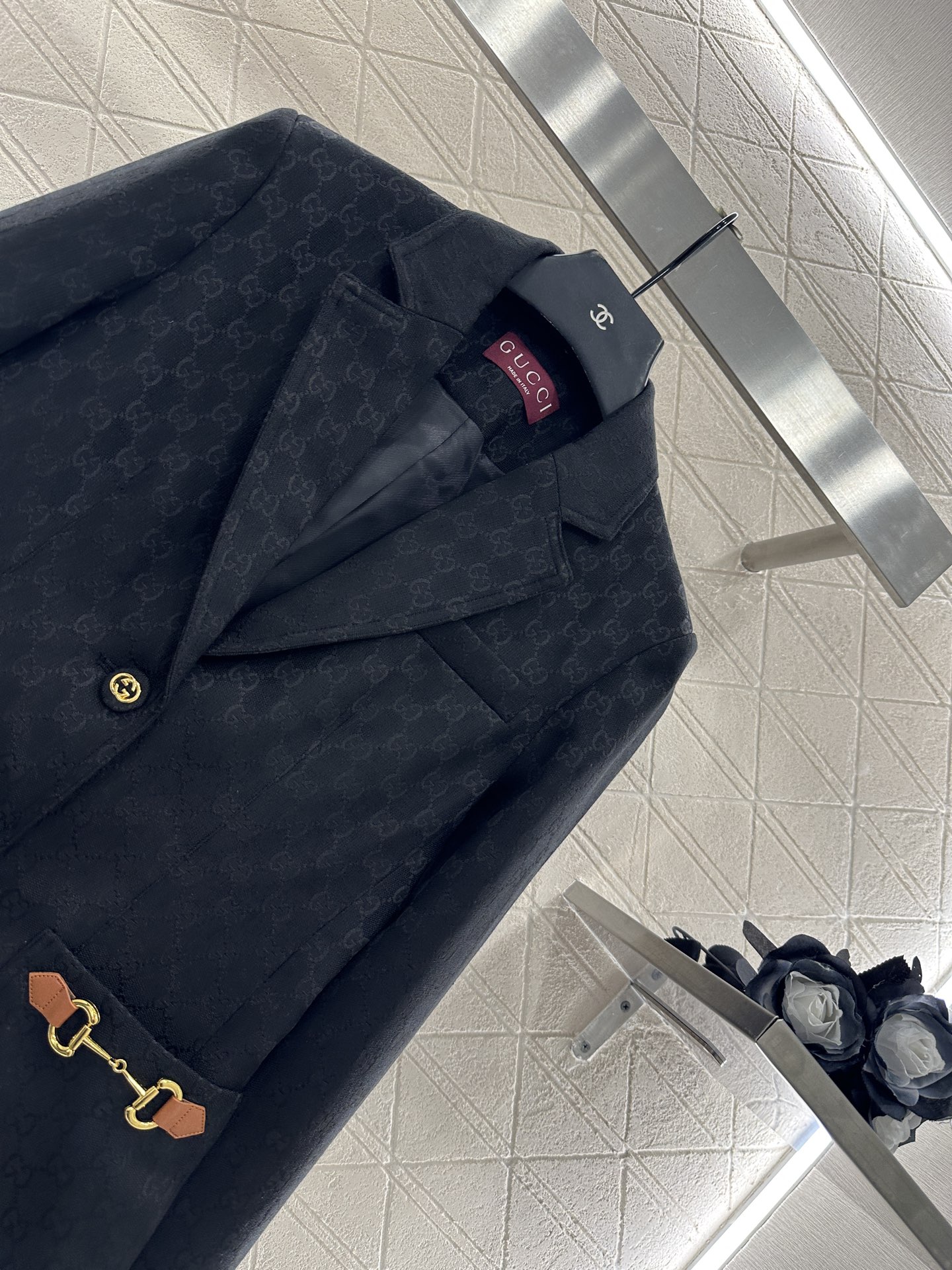 ♥Gucc*♥2025新品上架 翻领提花西装外套定制YB进口提花材质 质感高级 挺括有型 翻领正肩西装外