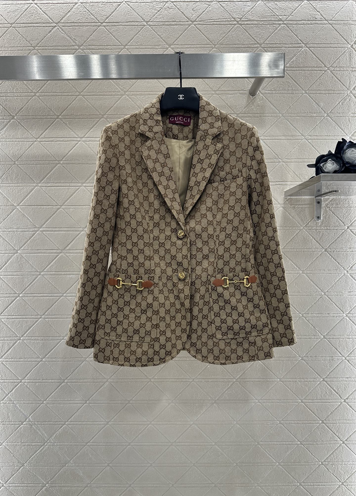 ♥Gucc*♥2025新品上架 翻领提花西装外套定制YB进口提花材质 质感高级 挺括有型 翻领正肩西装外