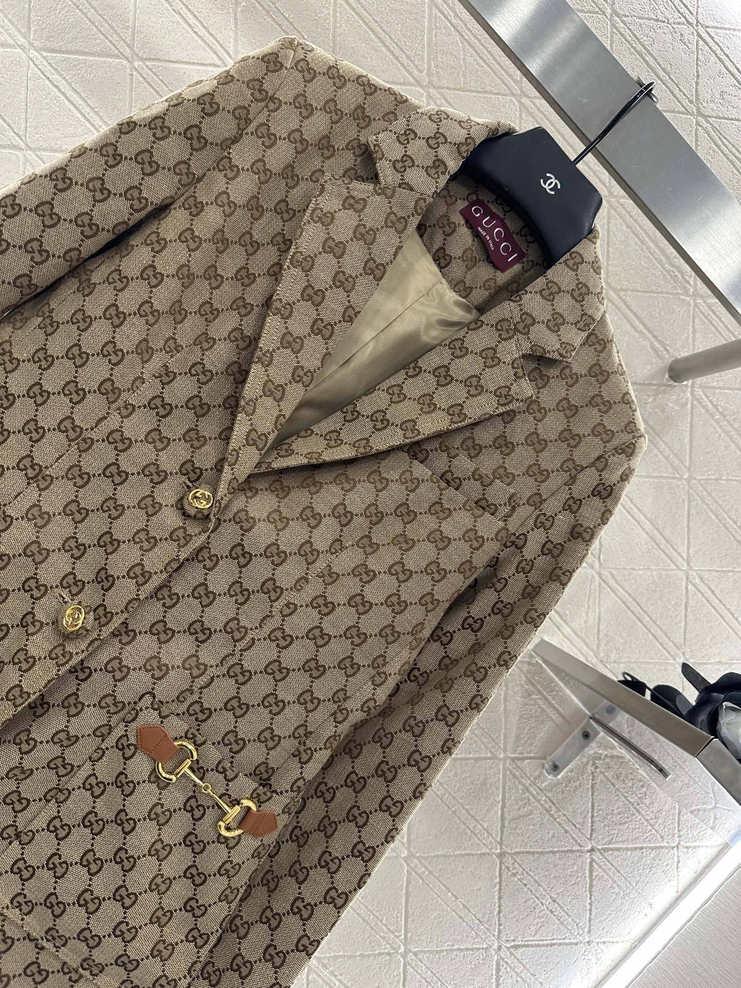 ♥Gucc*♥2025新品上架 翻领提花西装外套定制YB进口提花材质 质感高级 挺括有型 翻领正肩西装外