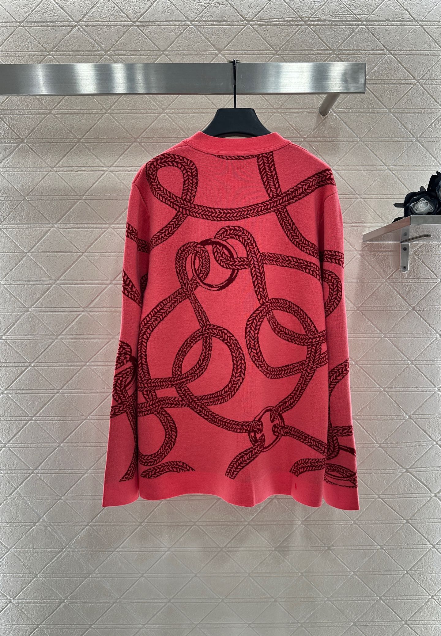 ♥Herme*♥2025新品上架 撞色带链扣针织开衫定制YB羊毛纱线织造 密度细针织造 清晰毛感肌理 舒