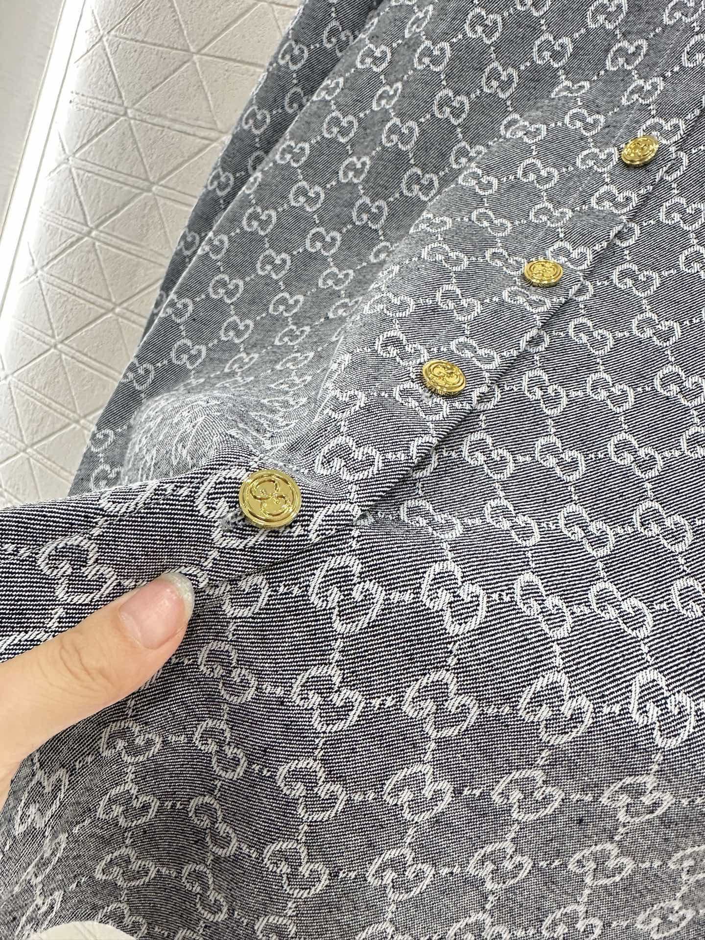 ♥Gucc*♥2025新品上架 提花牛仔衬衣长裤套装定制YB进口提花材质 质感高级 穿搭舒适 翻领衬衫直