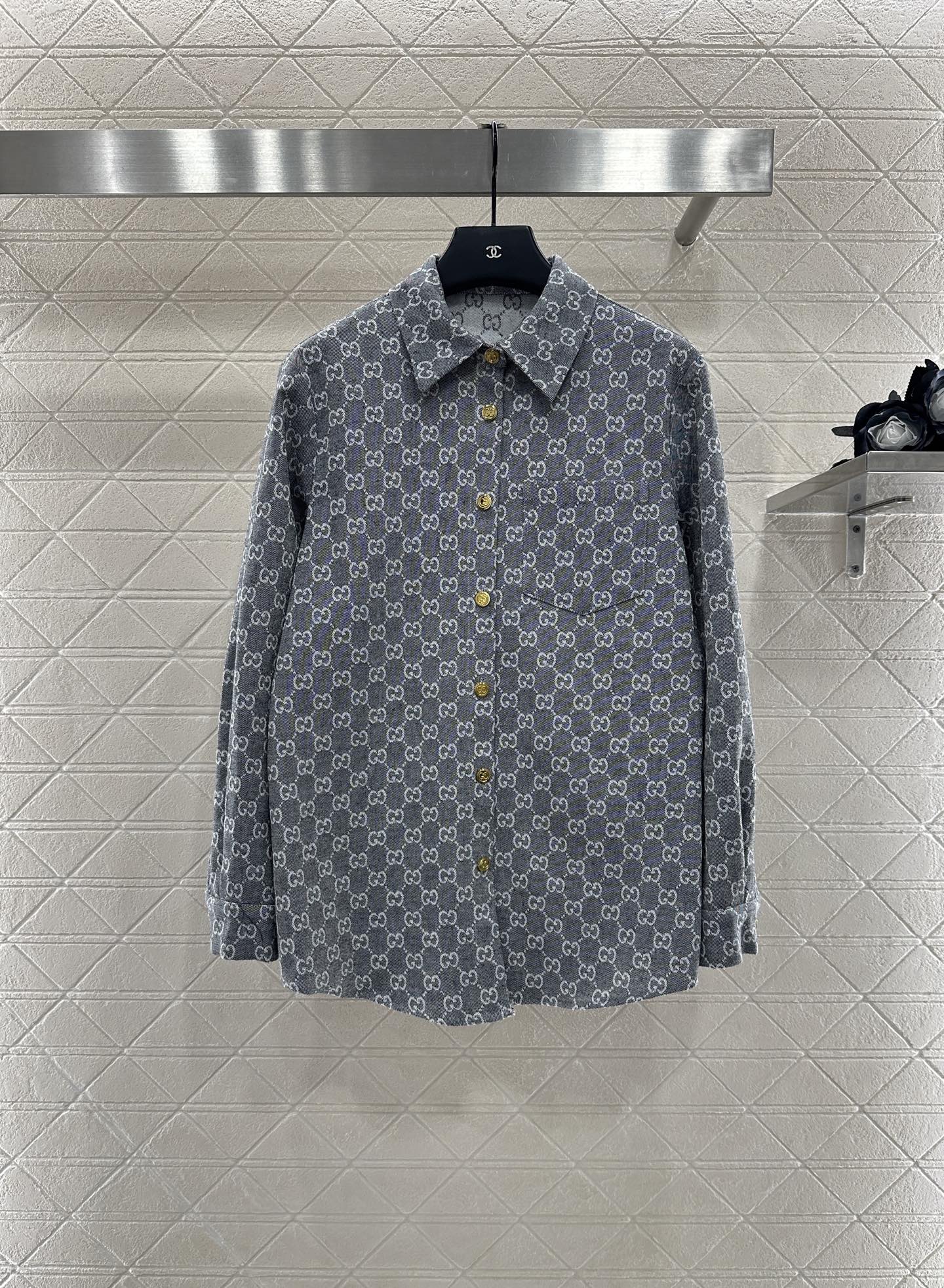 ♥Gucc*♥2025新品上架 提花牛仔衬衣长裤套装定制YB进口提花材质 质感高级 穿搭舒适 翻领衬衫直