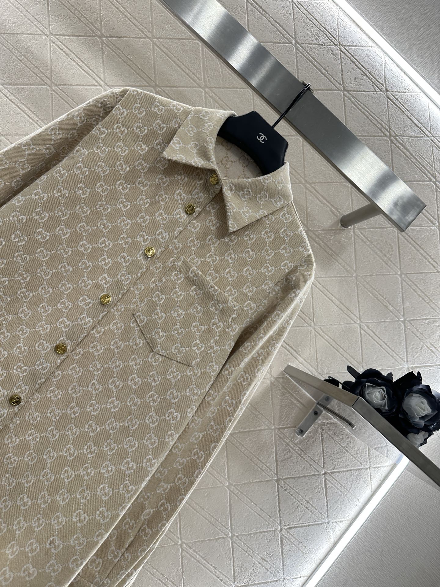 ♥Gucc*♥2025新品上架 提花牛仔衬衣长裤套装定制YB进口提花材质 质感高级 穿搭舒适 翻领衬衫直