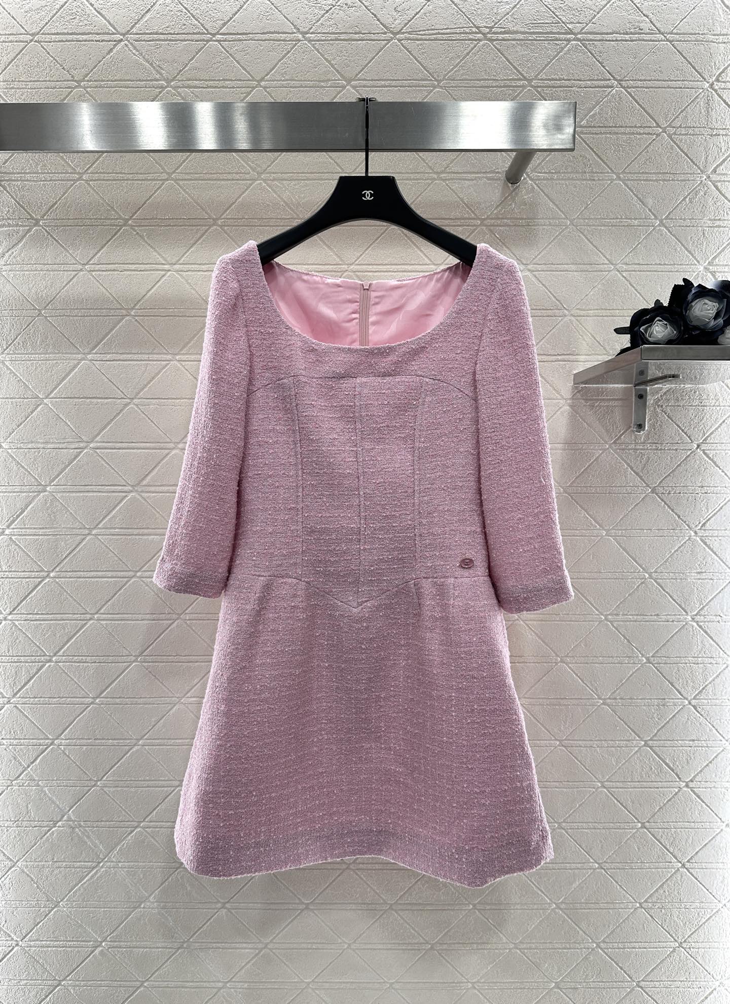 ♥Chane*♥2025新品上架 中袖圆领洋装连衣裙定制YB进口羊毛呢材质 质感高级 穿搭洋气 洋装名媛