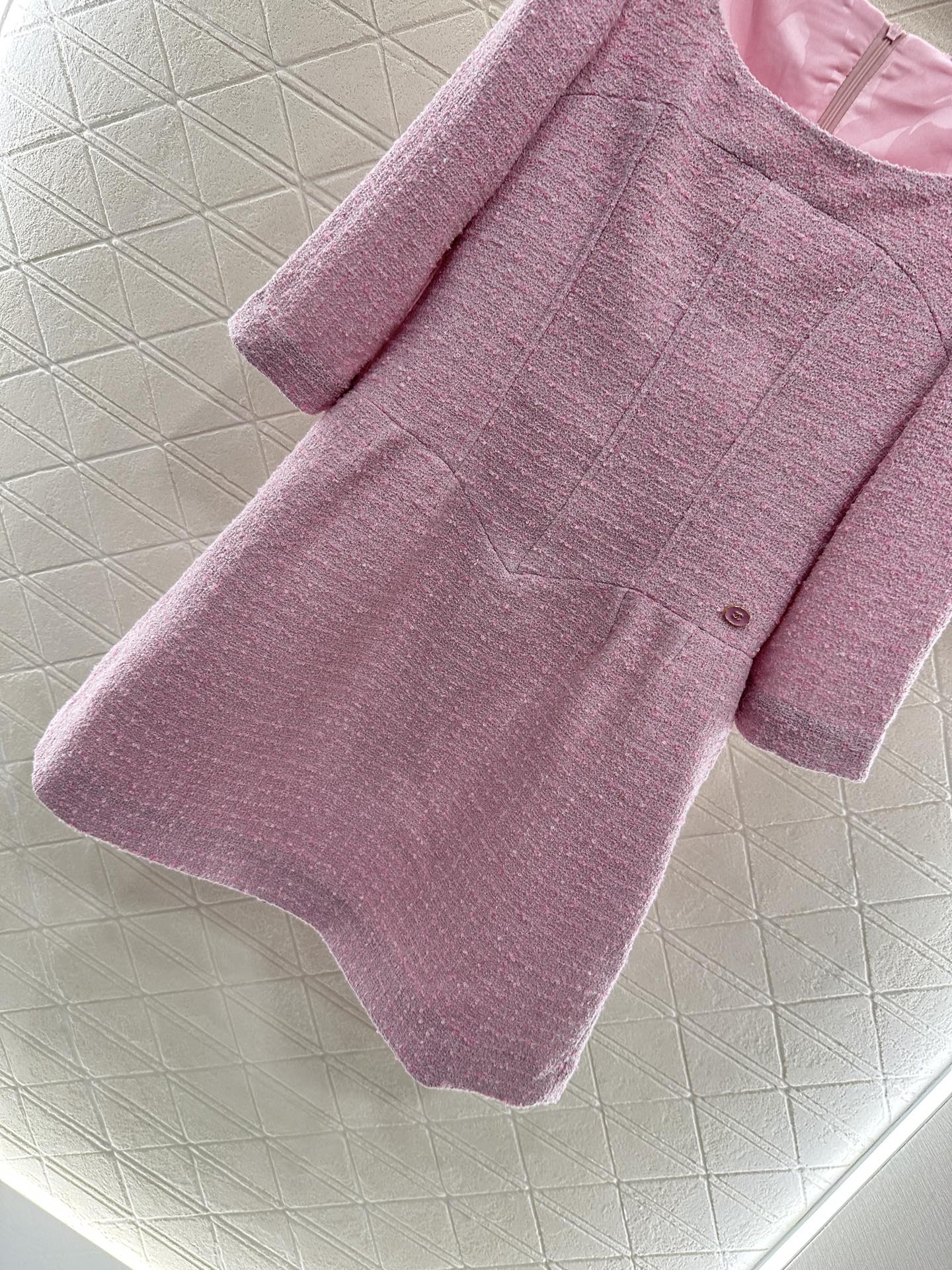 ♥Chane*♥2025新品上架 中袖圆领洋装连衣裙定制YB进口羊毛呢材质 质感高级 穿搭洋气 洋装名媛