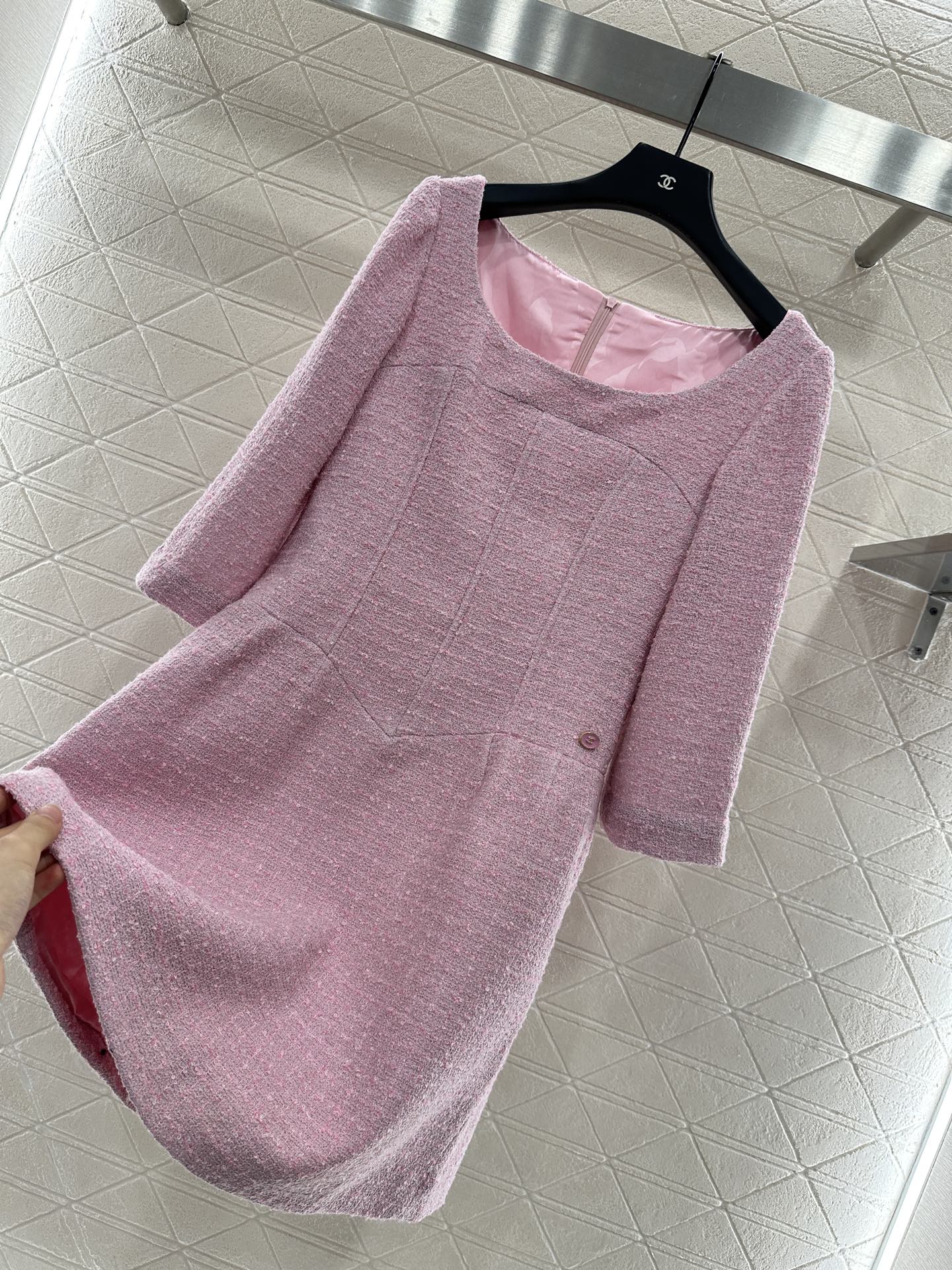 ♥Chane*♥2025新品上架 中袖圆领洋装连衣裙定制YB进口羊毛呢材质 质感高级 穿搭洋气 洋装名媛