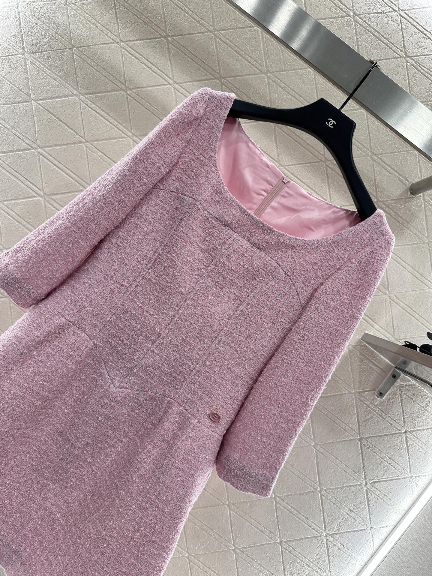 ♥Chane*♥2025新品上架 中袖圆领洋装连衣裙定制YB进口羊毛呢材质 质感高级 穿搭洋气 洋装名媛