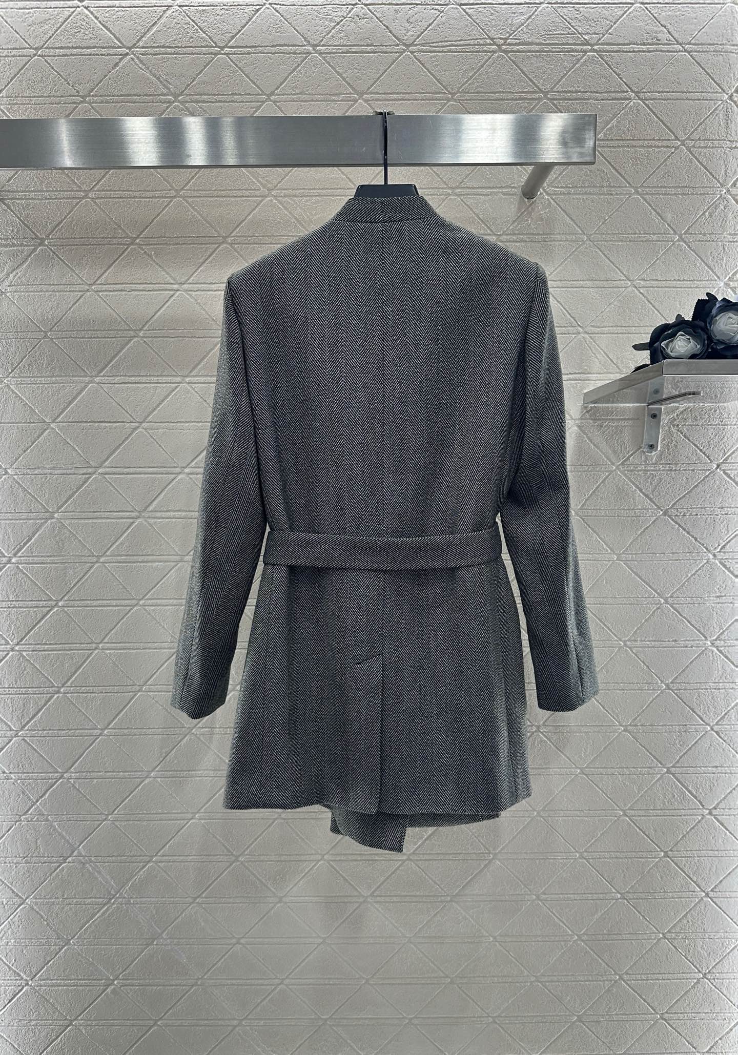 ♥Celin*♥2025新品上架 西装腰带中长外套定制YB进口材质 质感高级 光泽感明显 开襟V领西装外