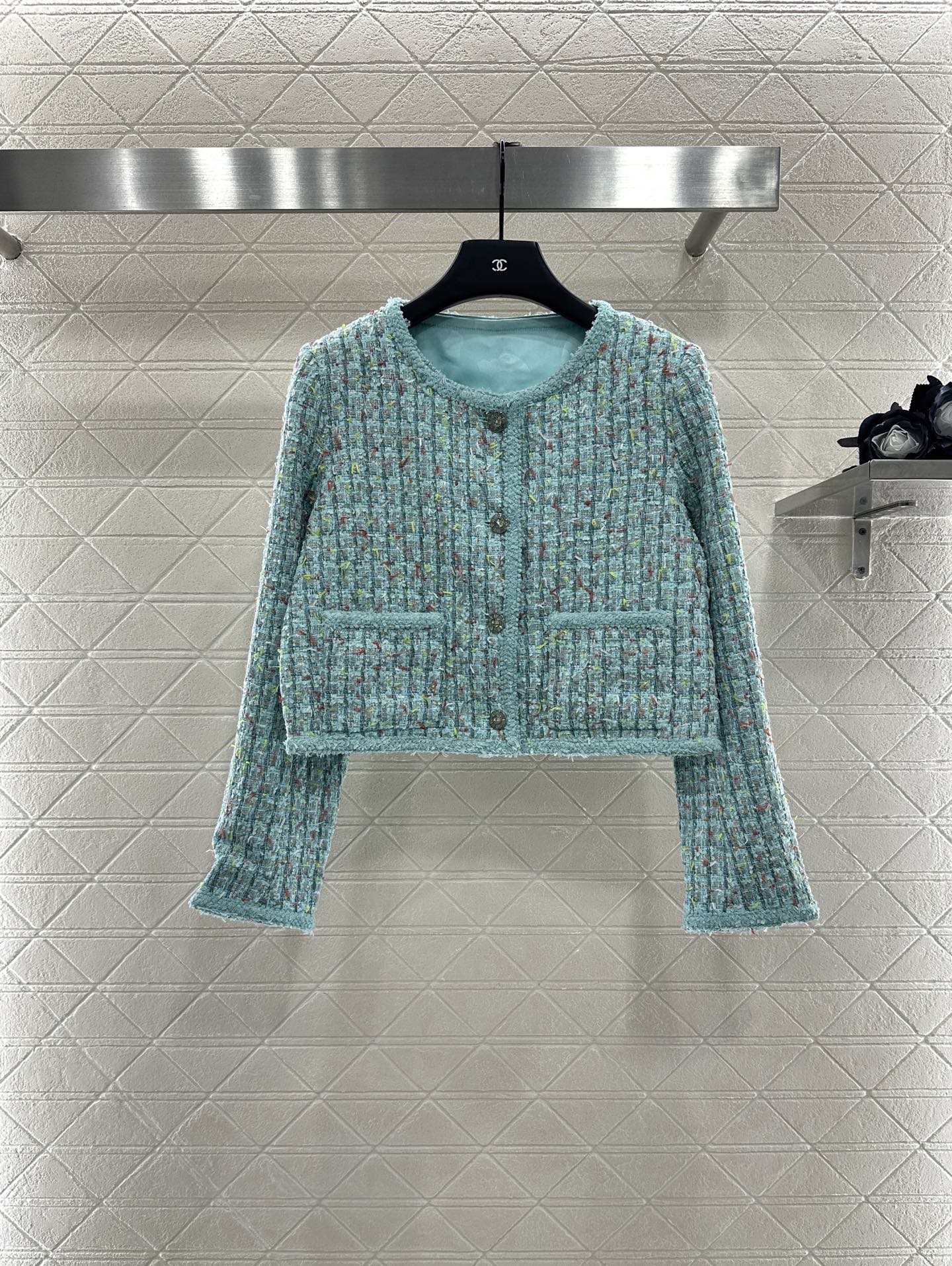 ♥Chane*♥2025新品上架 彩色捆边编织洋装外套定制YB进口粗纺羊毛呢材质 肌理明显 毛料肉眼可见