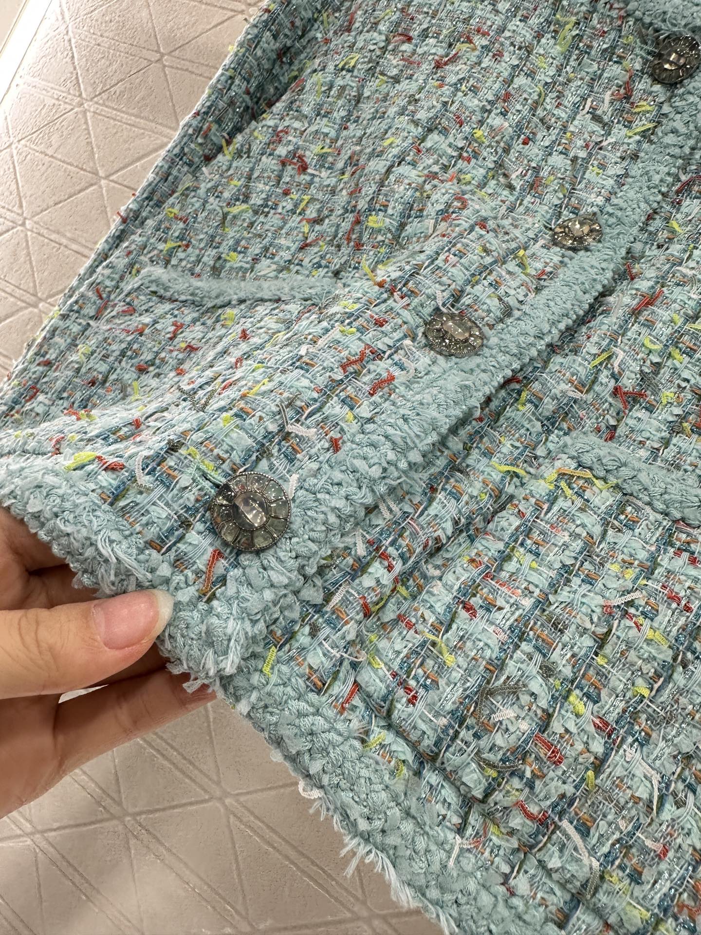 ♥Chane*♥2025新品上架 彩色捆边编织洋装外套定制YB进口粗纺羊毛呢材质 肌理明显 毛料肉眼可见