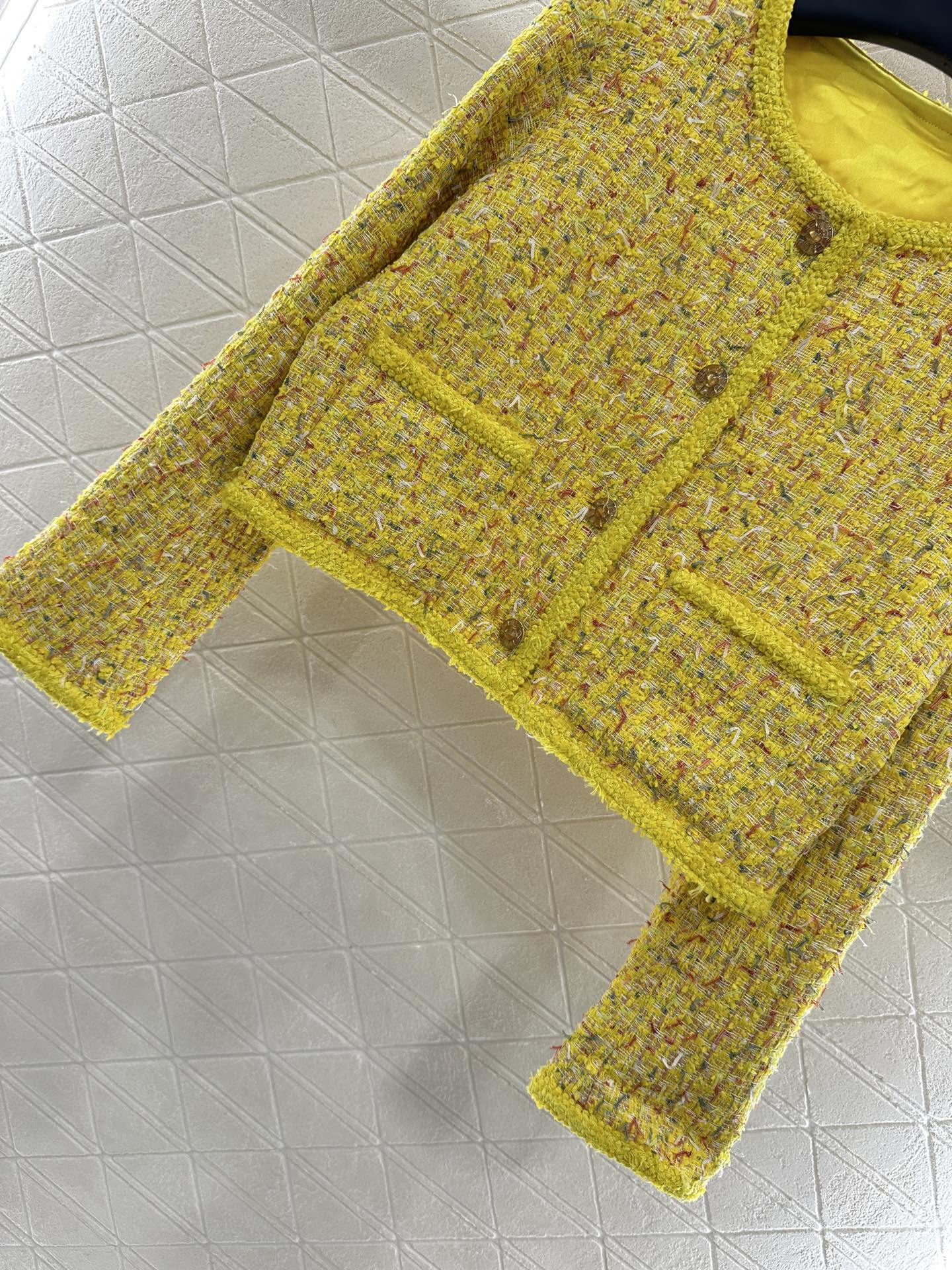 ♥Chane*♥2025新品上架 彩色捆边编织洋装外套定制YB进口粗纺羊毛呢材质 肌理明显 毛料肉眼可见