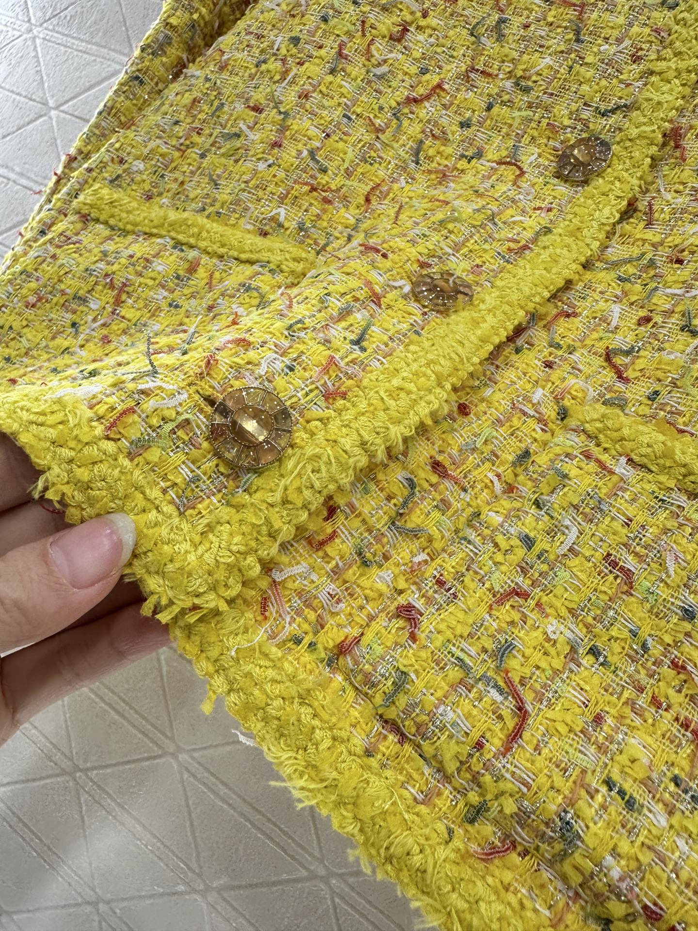 ♥Chane*♥2025新品上架 彩色捆边编织洋装外套定制YB进口粗纺羊毛呢材质 肌理明显 毛料肉眼可见