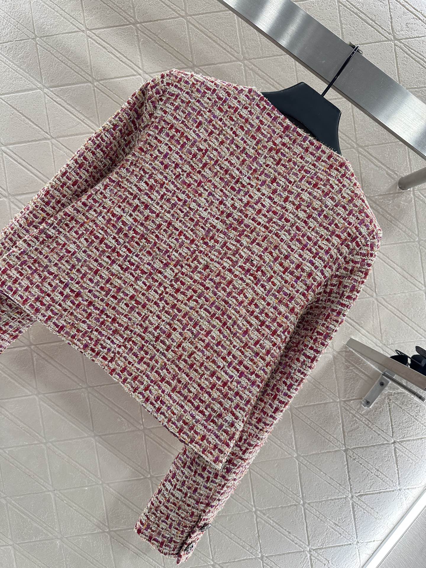 ♥Chane*♥2025新品上架 编织格纹圆领洋装外套定制YB进口粗纺羊毛呢材质 质感高级 挺括有型 正