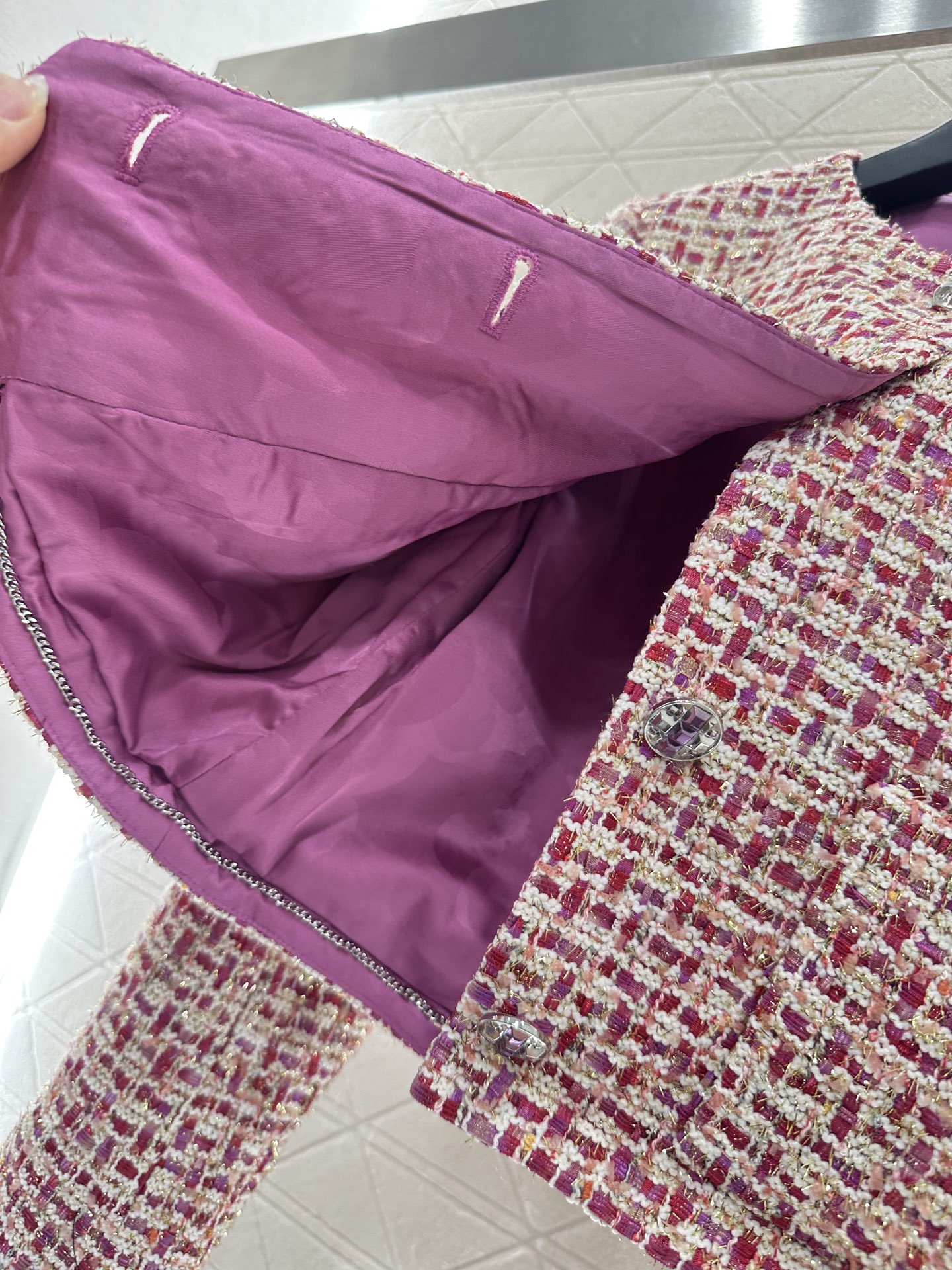 ♥Chane*♥2025新品上架 编织格纹圆领洋装外套定制YB进口粗纺羊毛呢材质 质感高级 挺括有型 正