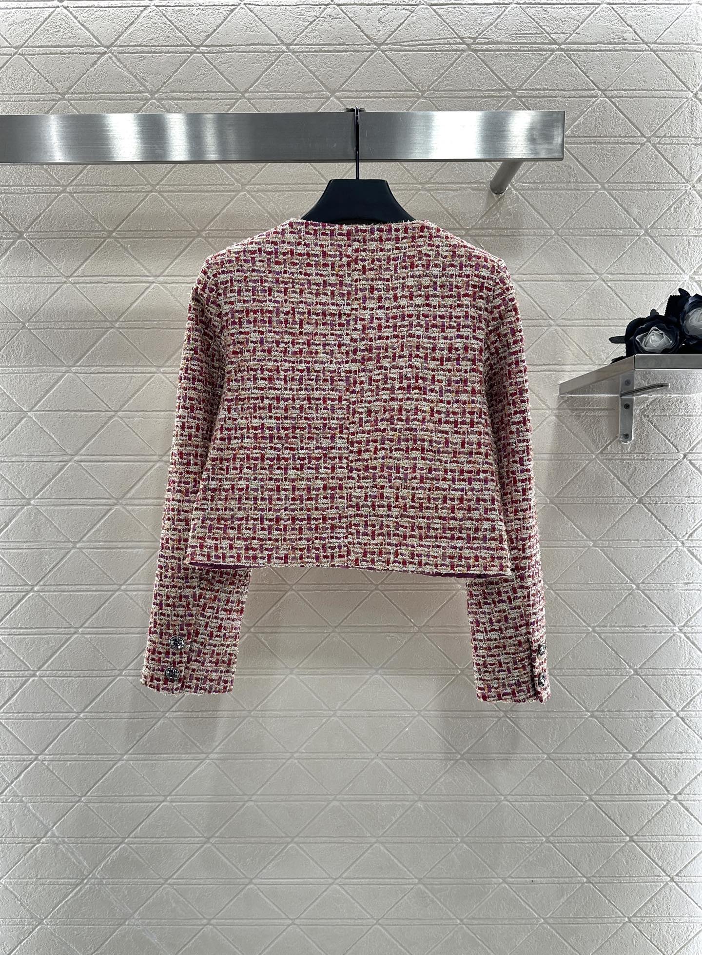 ♥Chane*♥2025新品上架 编织格纹圆领洋装外套定制YB进口粗纺羊毛呢材质 质感高级 挺括有型 正