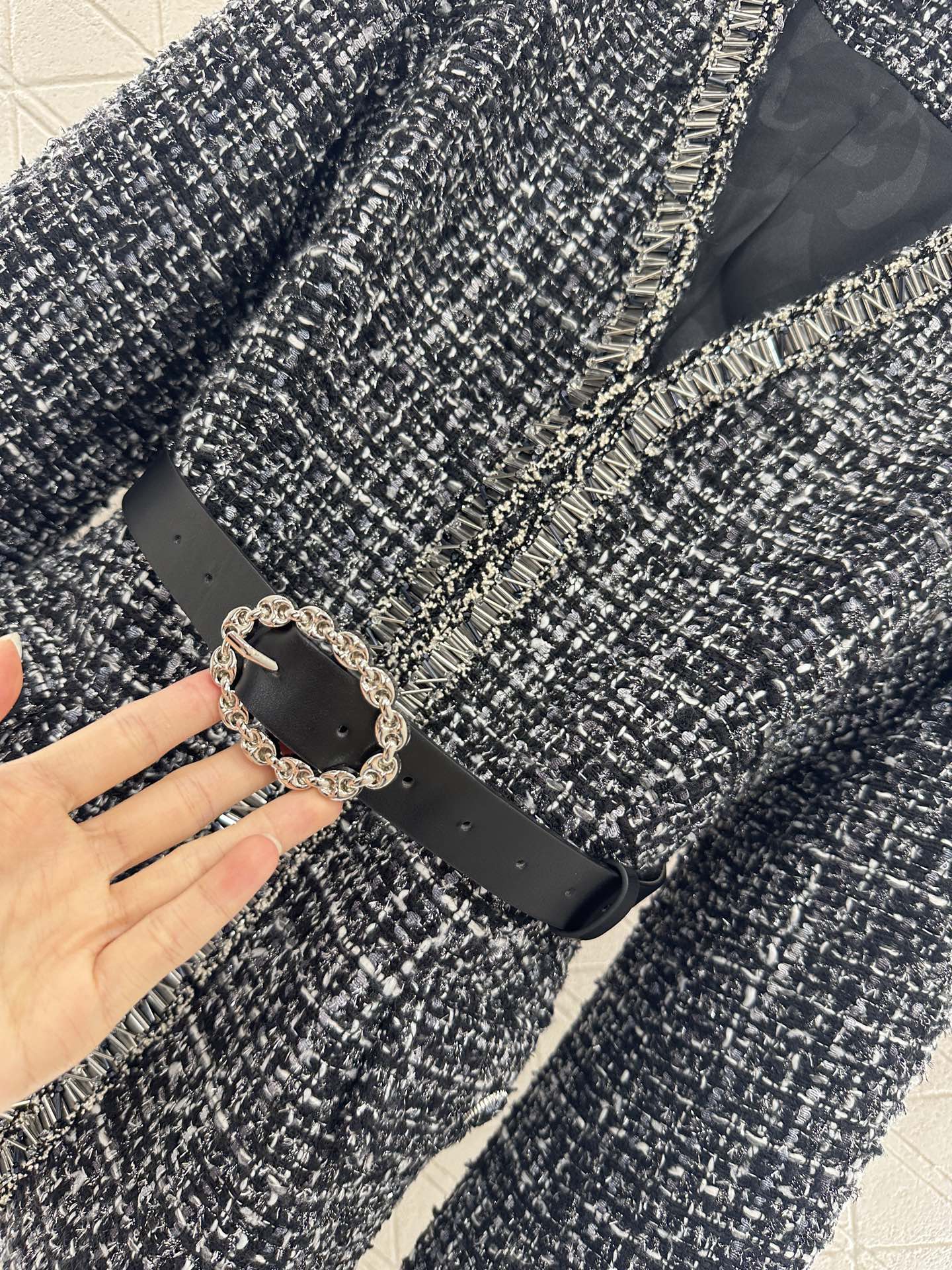 ♥Chane*♥2025新品上架 腰带捆边编织洋装外套定制YB进口粗纺羊毛呢材质 肌理明显 毛料肉眼可见