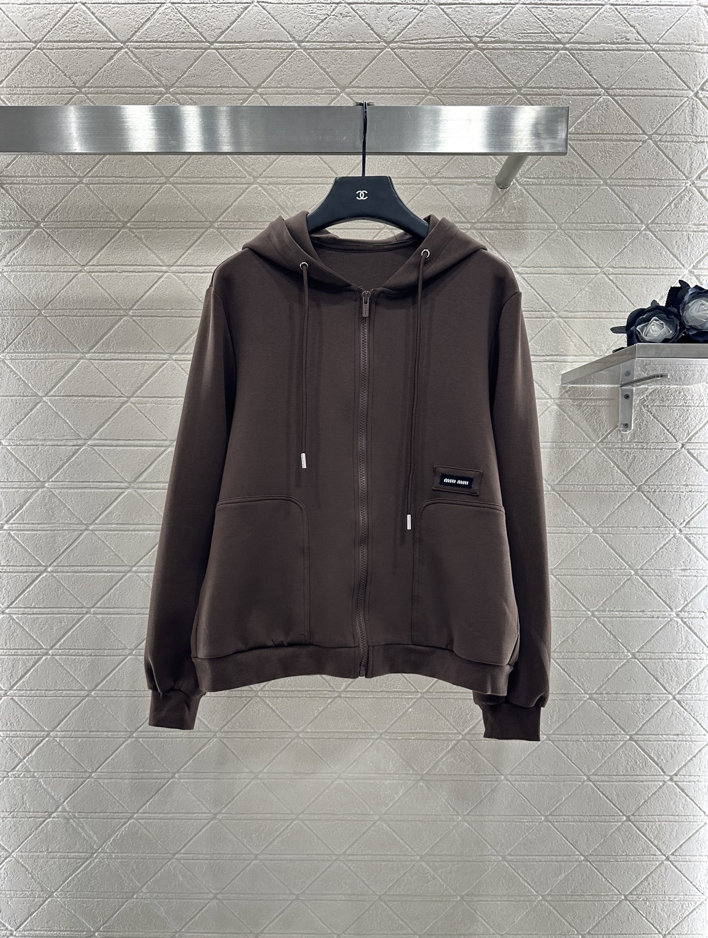 ♥Miumi*♥2025新品上架 连帽外套长裤套装定制YB斜纹全棉材质 质感光泽 品相高级 宽松廓形连帽