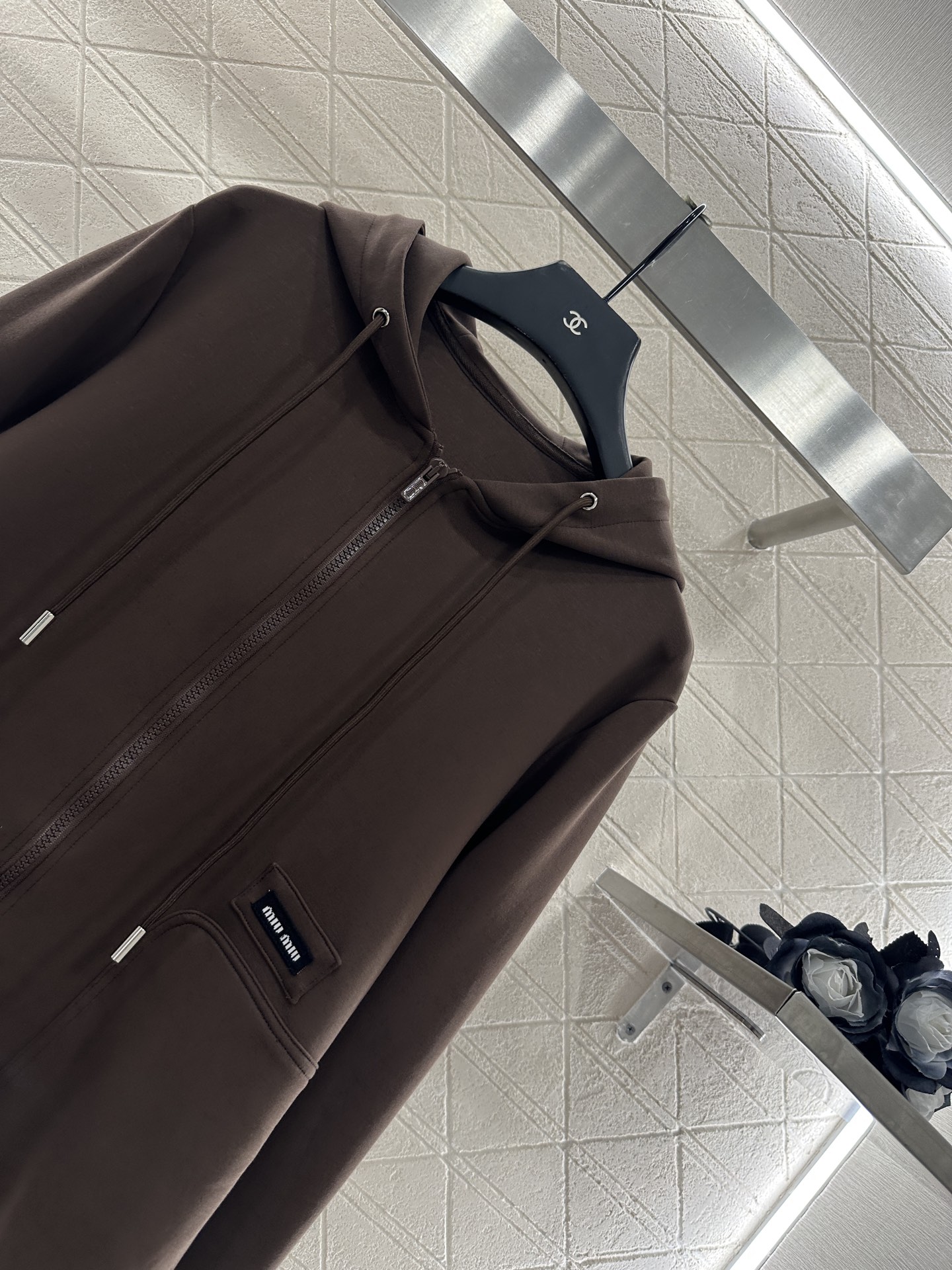 ♥Miumi*♥2025新品上架 连帽外套长裤套装定制YB斜纹全棉材质 质感光泽 品相高级 宽松廓形连帽