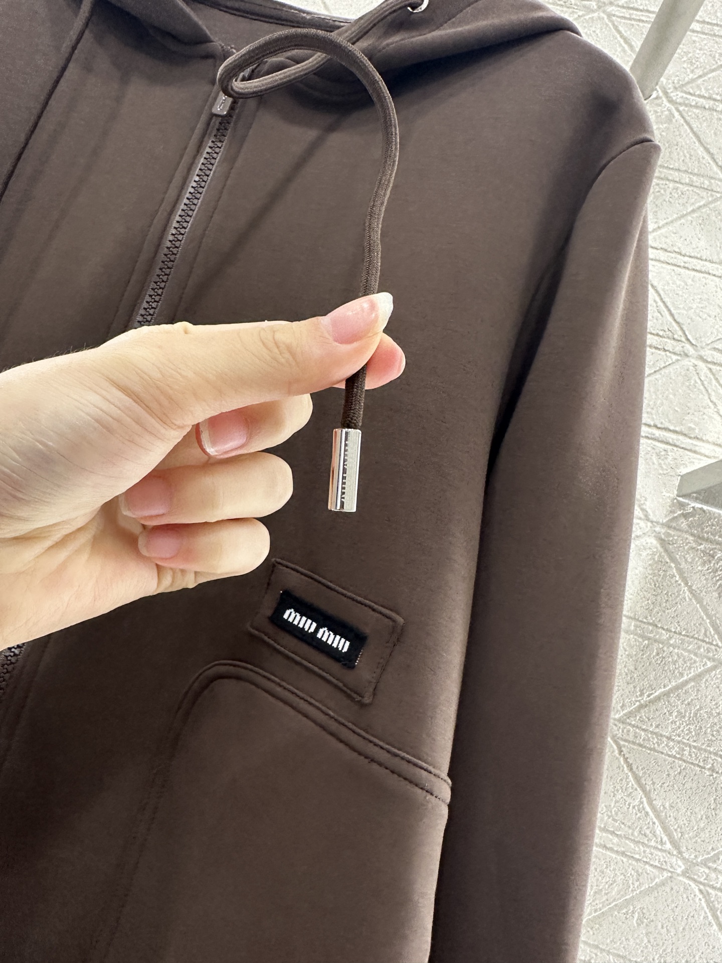 ♥Miumi*♥2025新品上架 连帽外套长裤套装定制YB斜纹全棉材质 质感光泽 品相高级 宽松廓形连帽