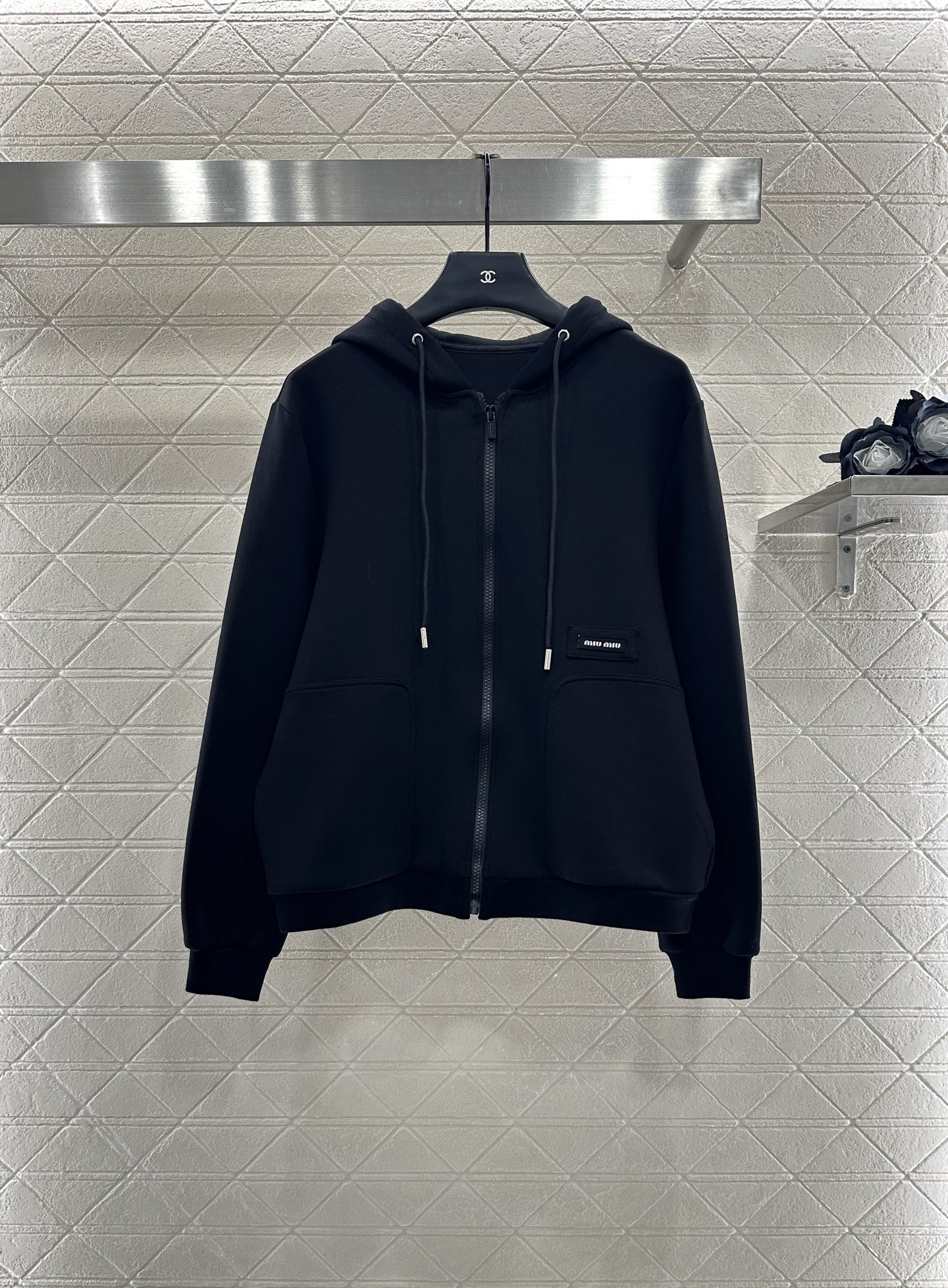 ♥Miumi*♥2025新品上架 连帽外套长裤套装定制YB斜纹全棉材质 质感光泽 品相高级 宽松廓形连帽