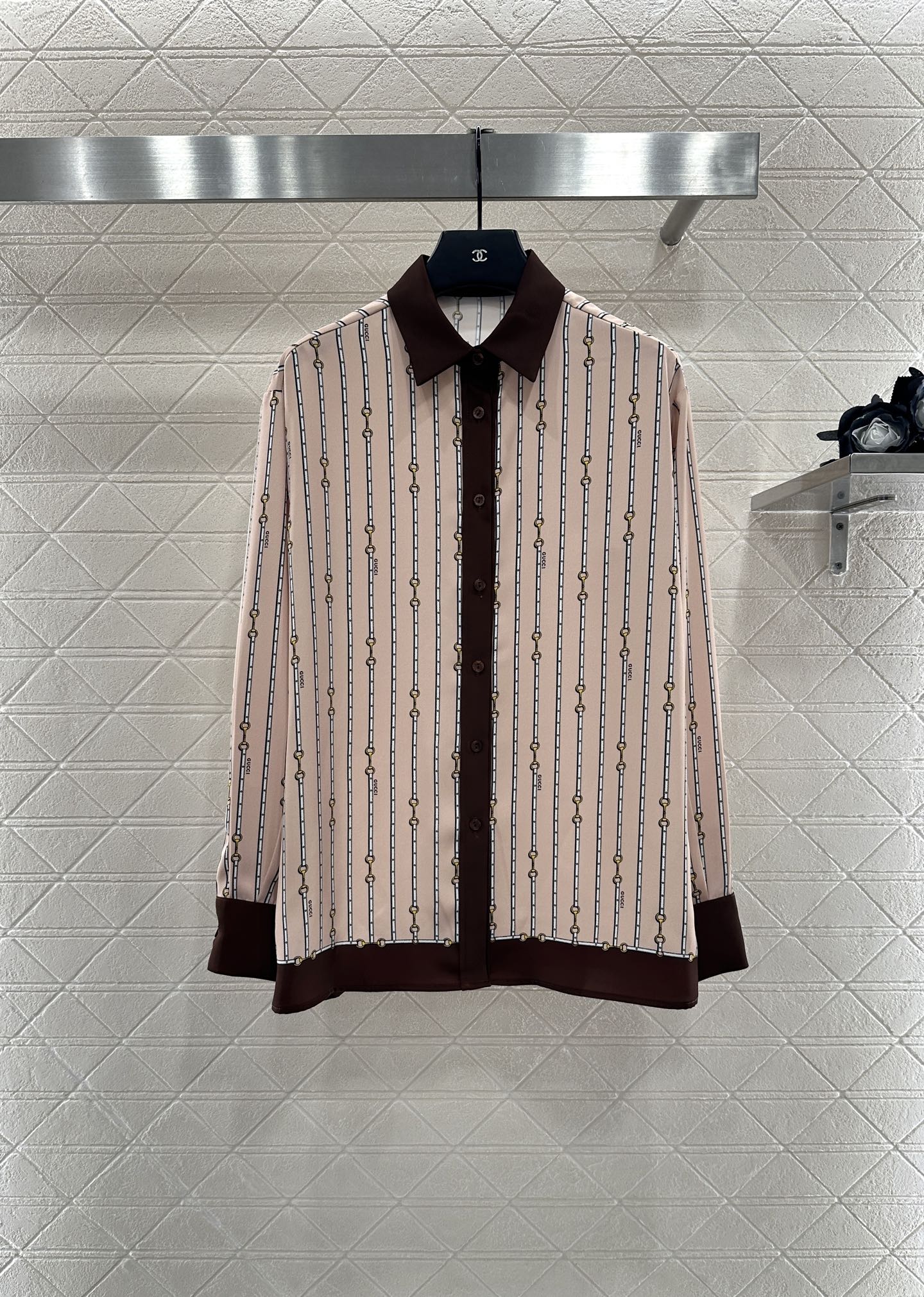 ♥Guc*♥2025新品上架 撞色印花衬衣长裤套装定制YB斜纹稠材质 柔软亲肤 垂坠飘逸 通体印花工艺处