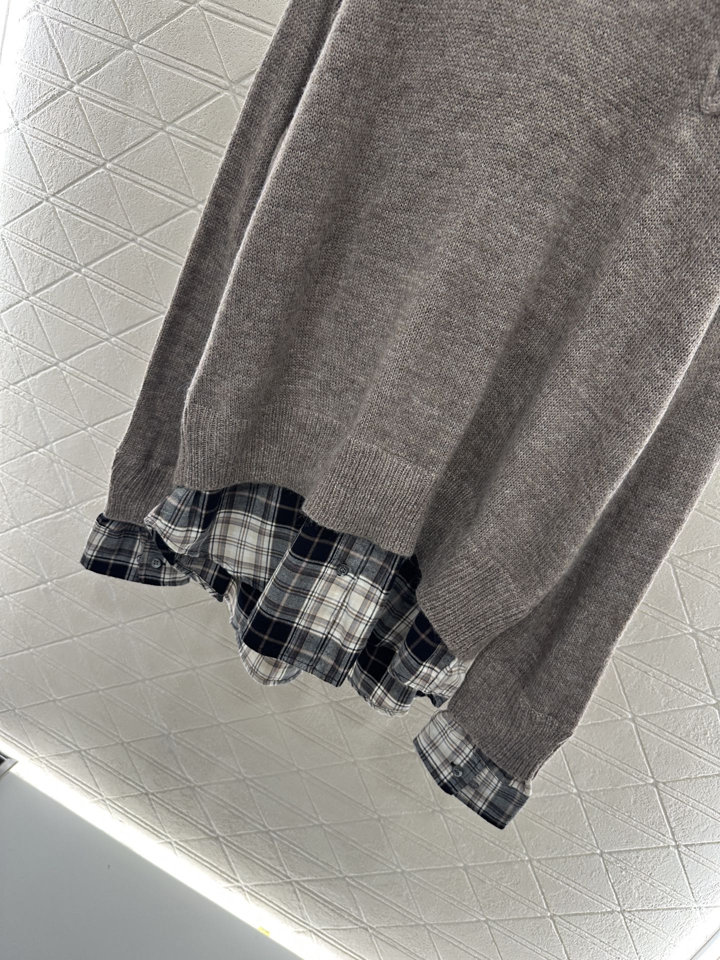 ♥Acne studio*♥2025新品上架 假两件连帽格纹毛衣定制YB棉毛材质 质感高级 穿搭松弛 针