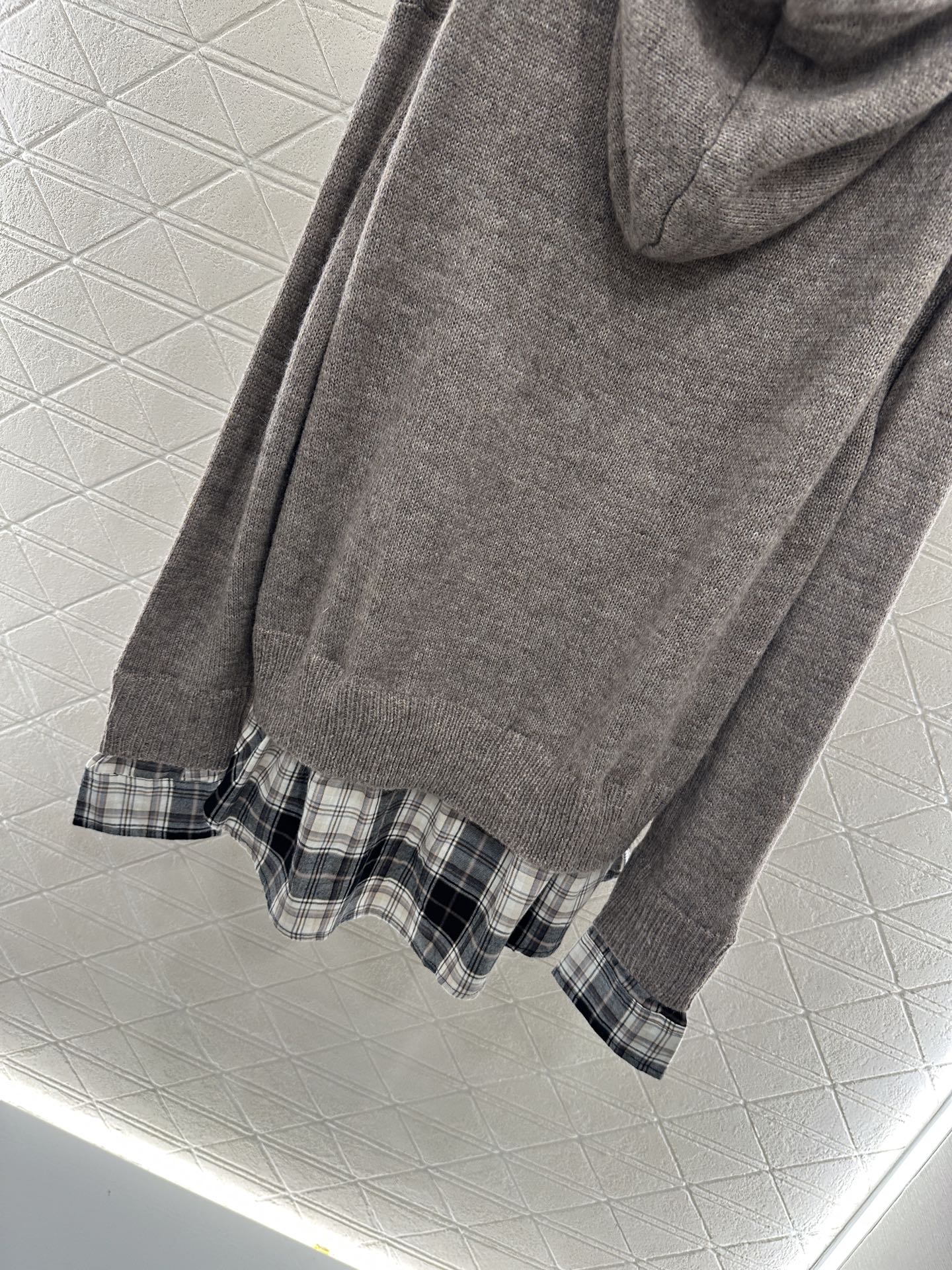 ♥Acne studio*♥2025新品上架 假两件连帽格纹毛衣定制YB棉毛材质 质感高级 穿搭松弛 针