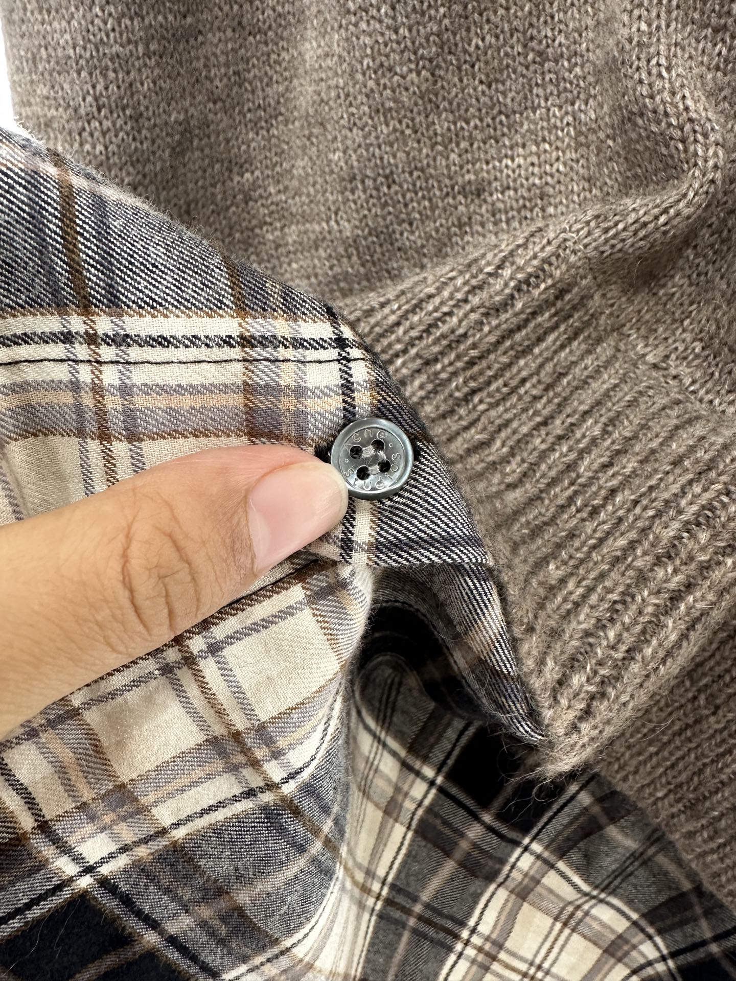 ♥Acne studio*♥2025新品上架 假两件连帽格纹毛衣定制YB棉毛材质 质感高级 穿搭松弛 针